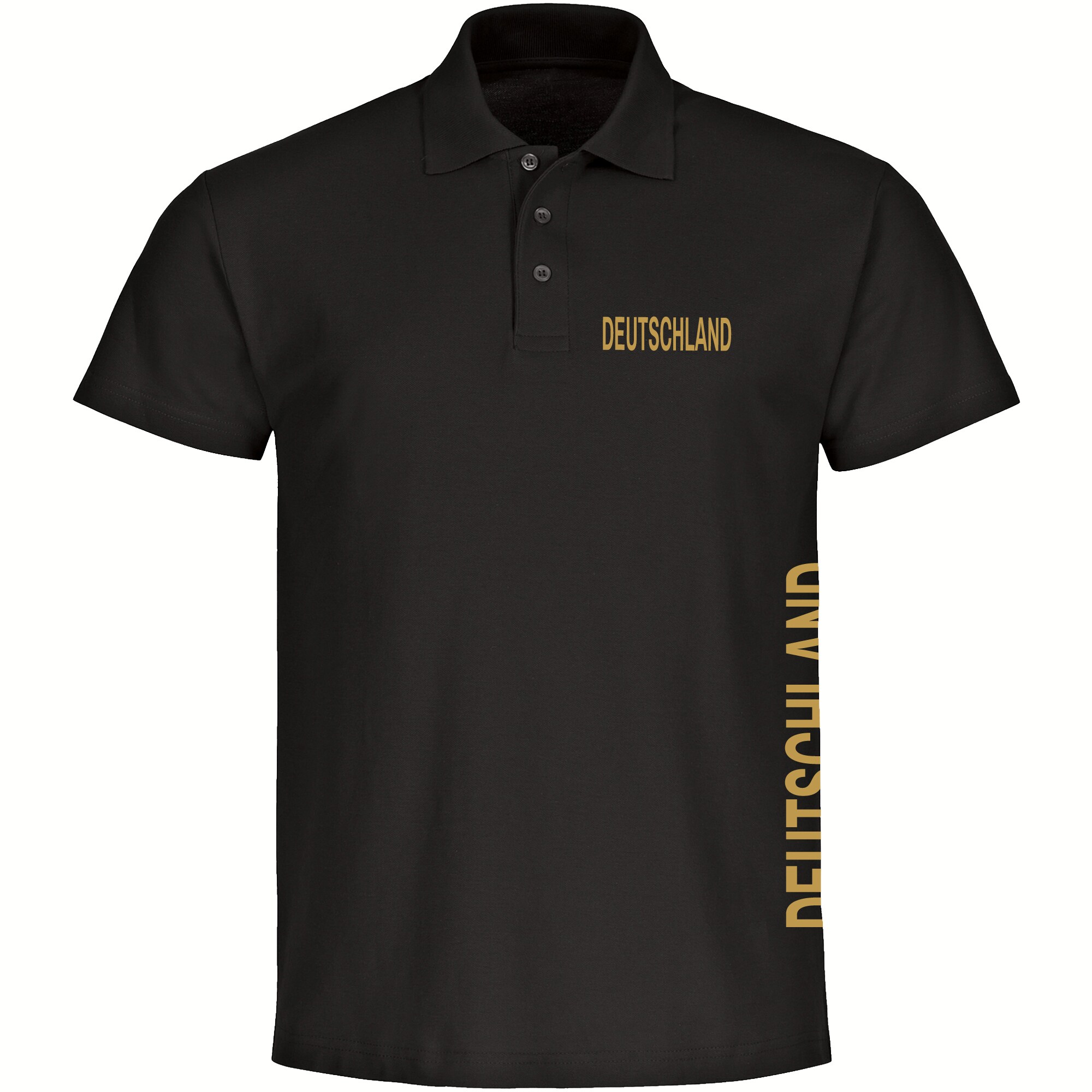 multifanshop Poloshirt - Deutschland - Brust & Seite Gold - Druck gold metallic - Polo 