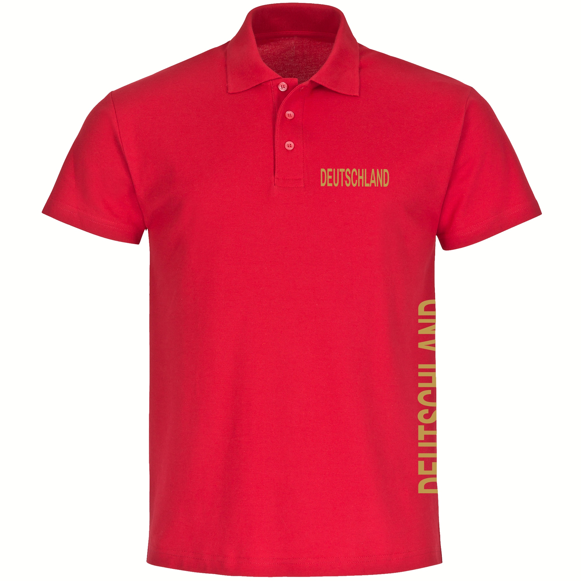 multifanshop Poloshirt - Deutschland - Brust & Seite Gold - Druck gold metallic - Polo 