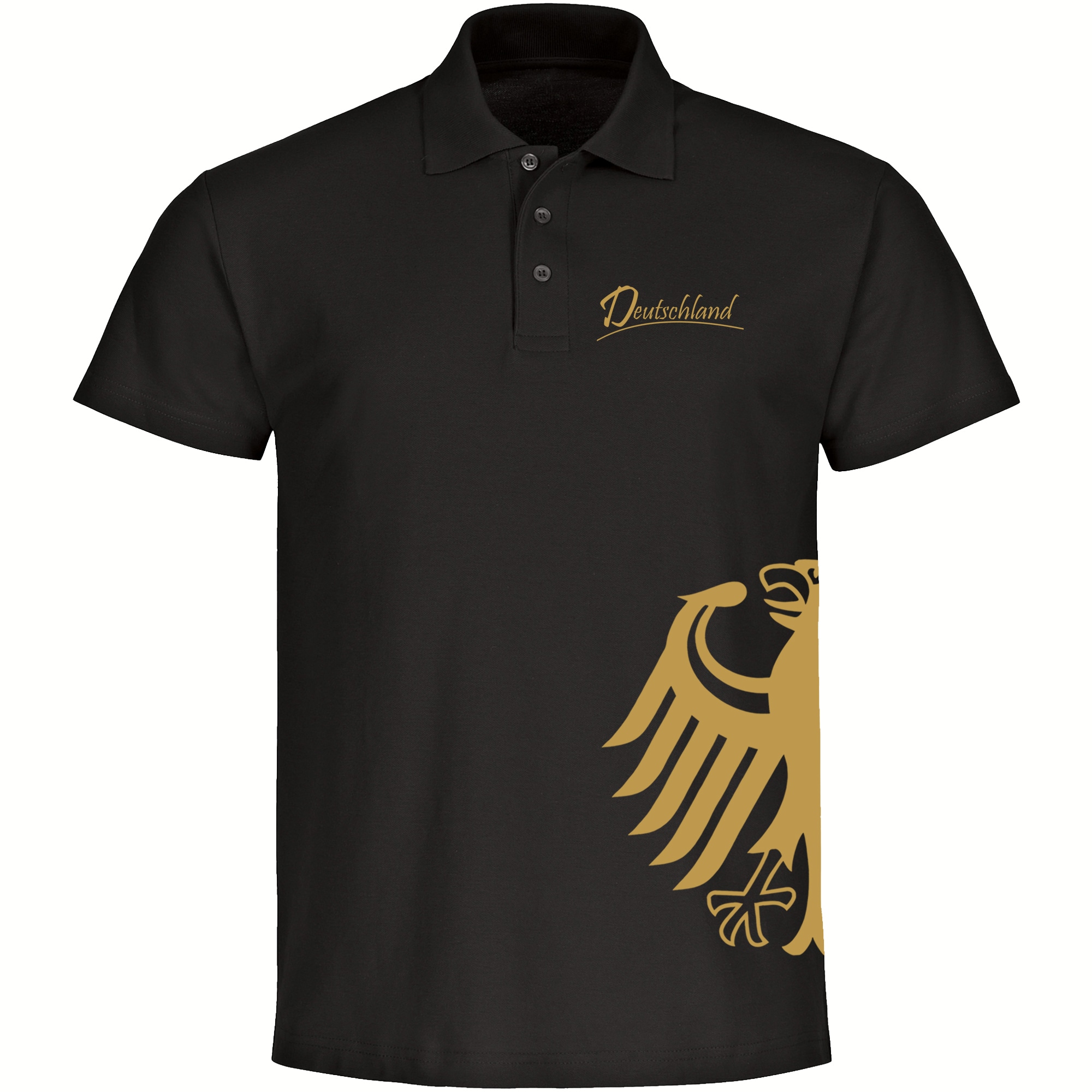 multifanshop Poloshirt - Deutschland - Adler seitlich Gold - Druck gold metallic - Polo 