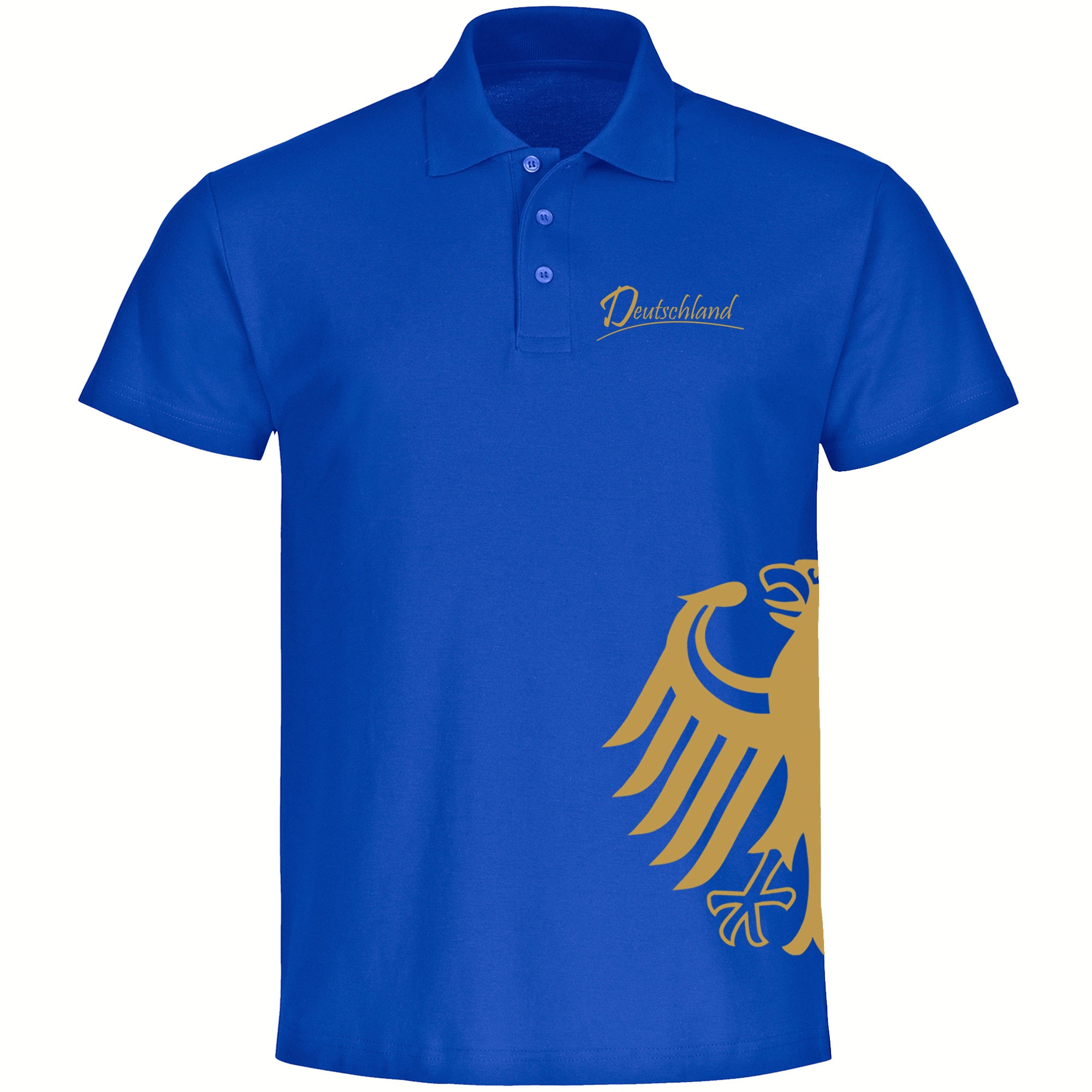 multifanshop Poloshirt - Deutschland - Adler seitlich Gold - Druck gold metallic - Polo 