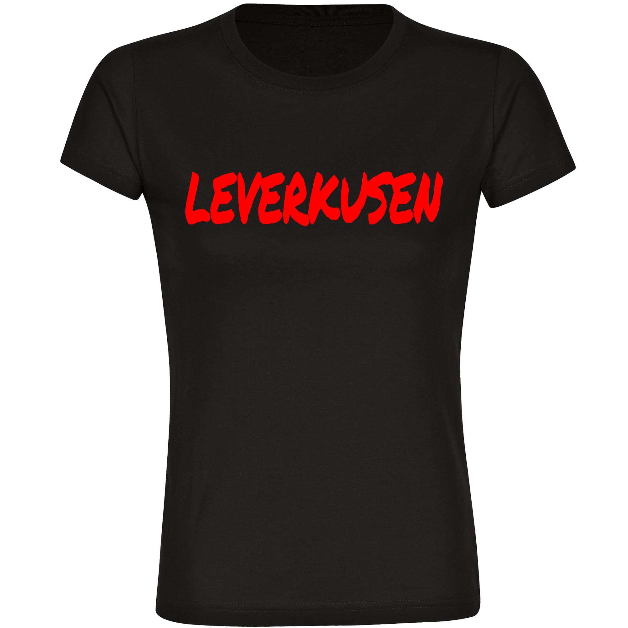 multifanshop Damen T-Shirt - Leverkusen - Textmarker - Druck rot - Frauen 