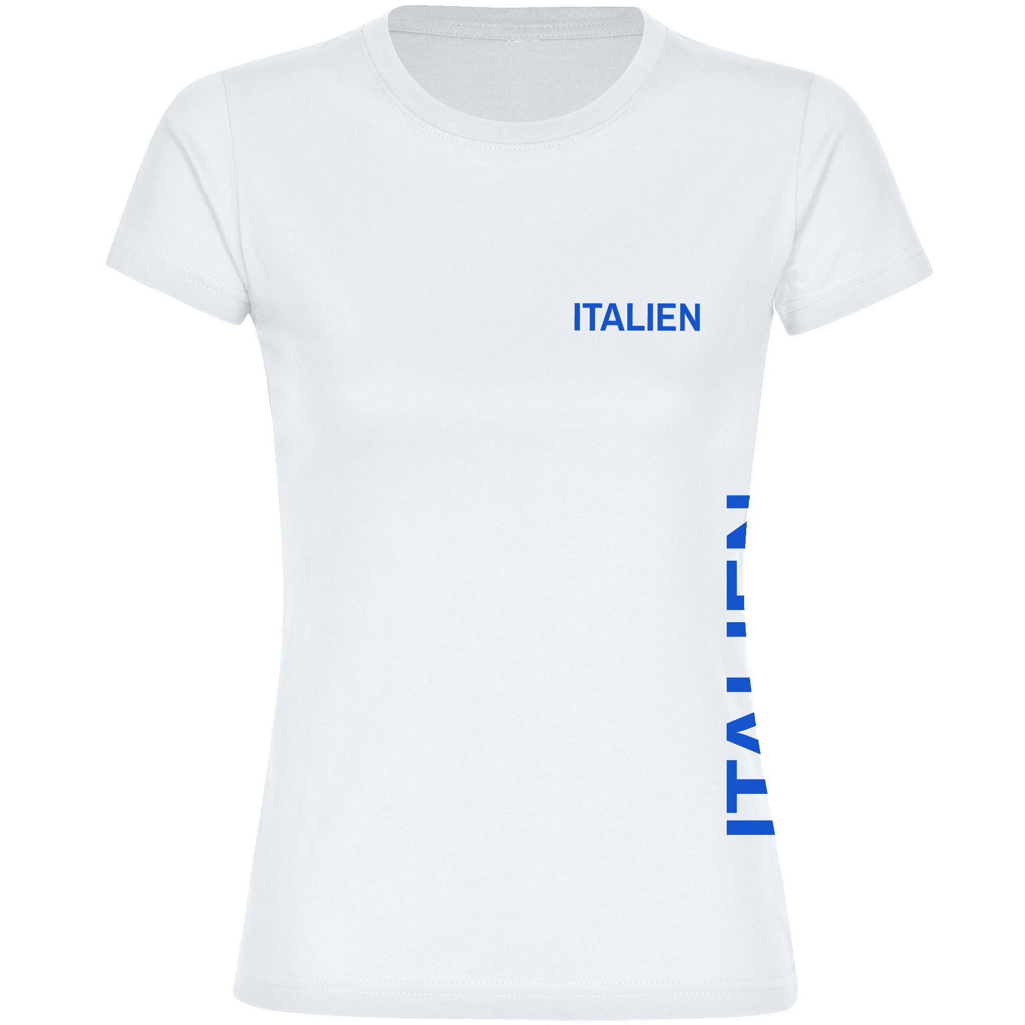 multifanshop Damen T-Shirt - Italien - Brust & Seite - Druck blau - Frauen 