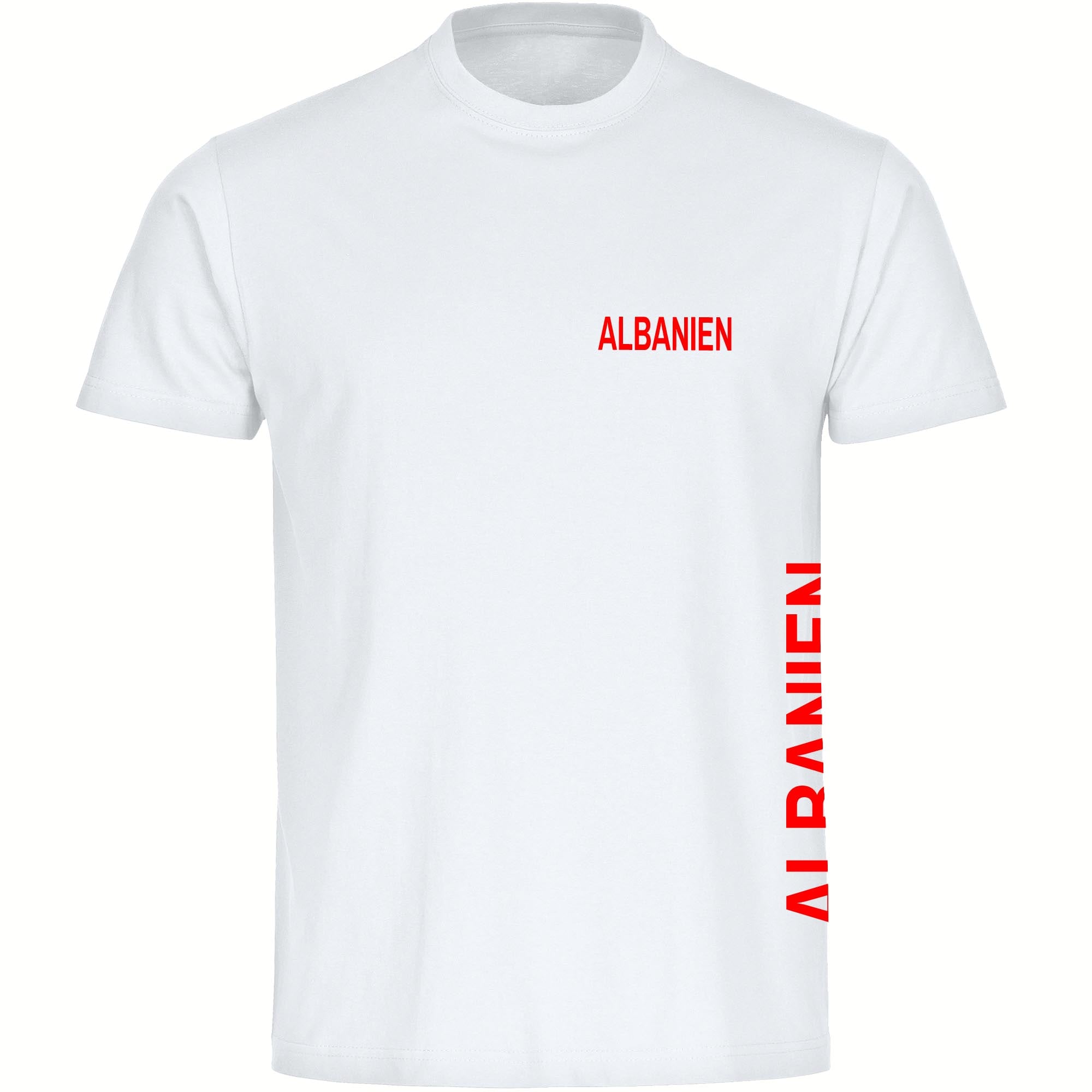 multifanshop Herren T-Shirt - Albanien - Brust & Seite - Druck rot - M&auml;nner 