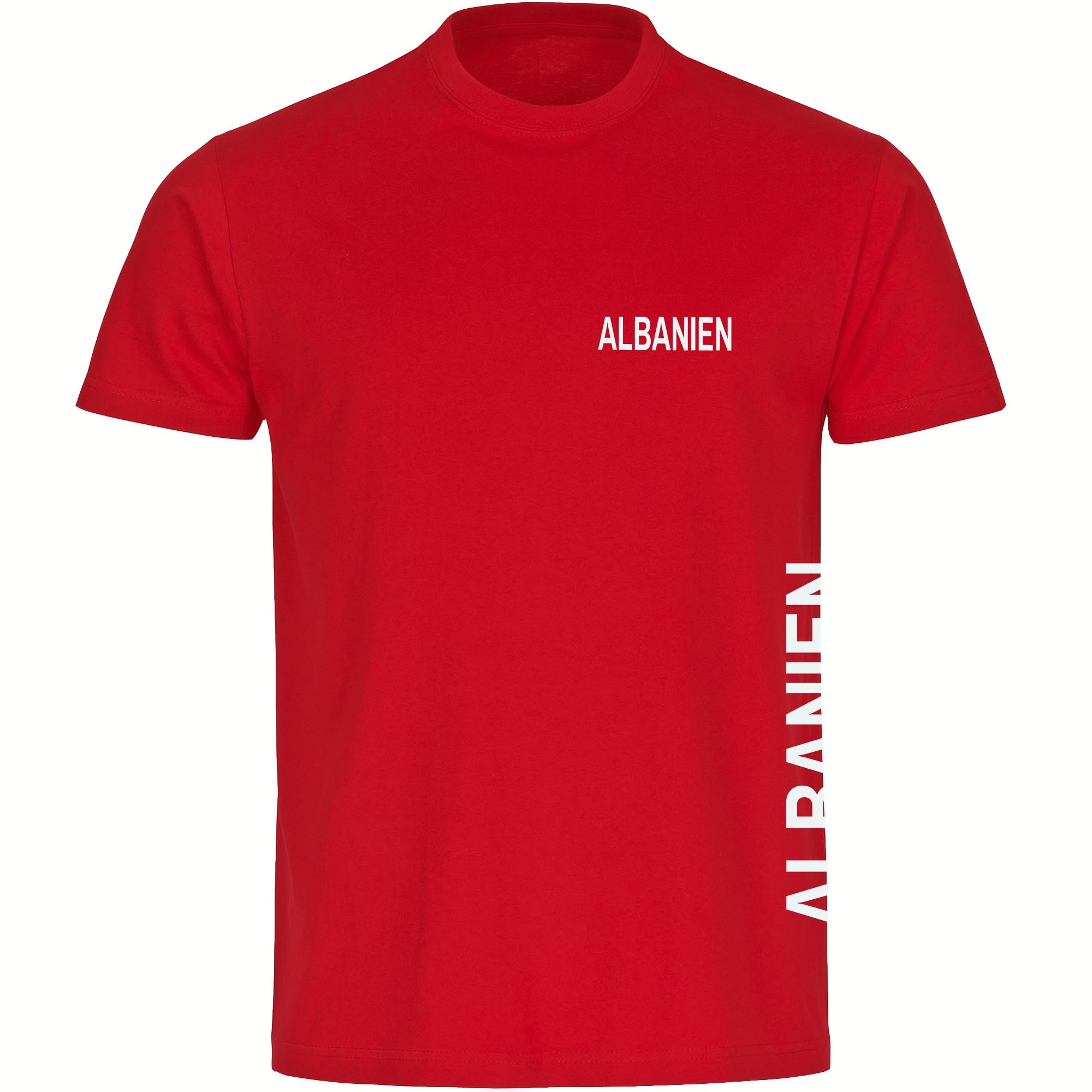 multifanshop Herren T-Shirt - Albanien - Brust & Seite - Druck wei&szlig; - M&auml;nner 