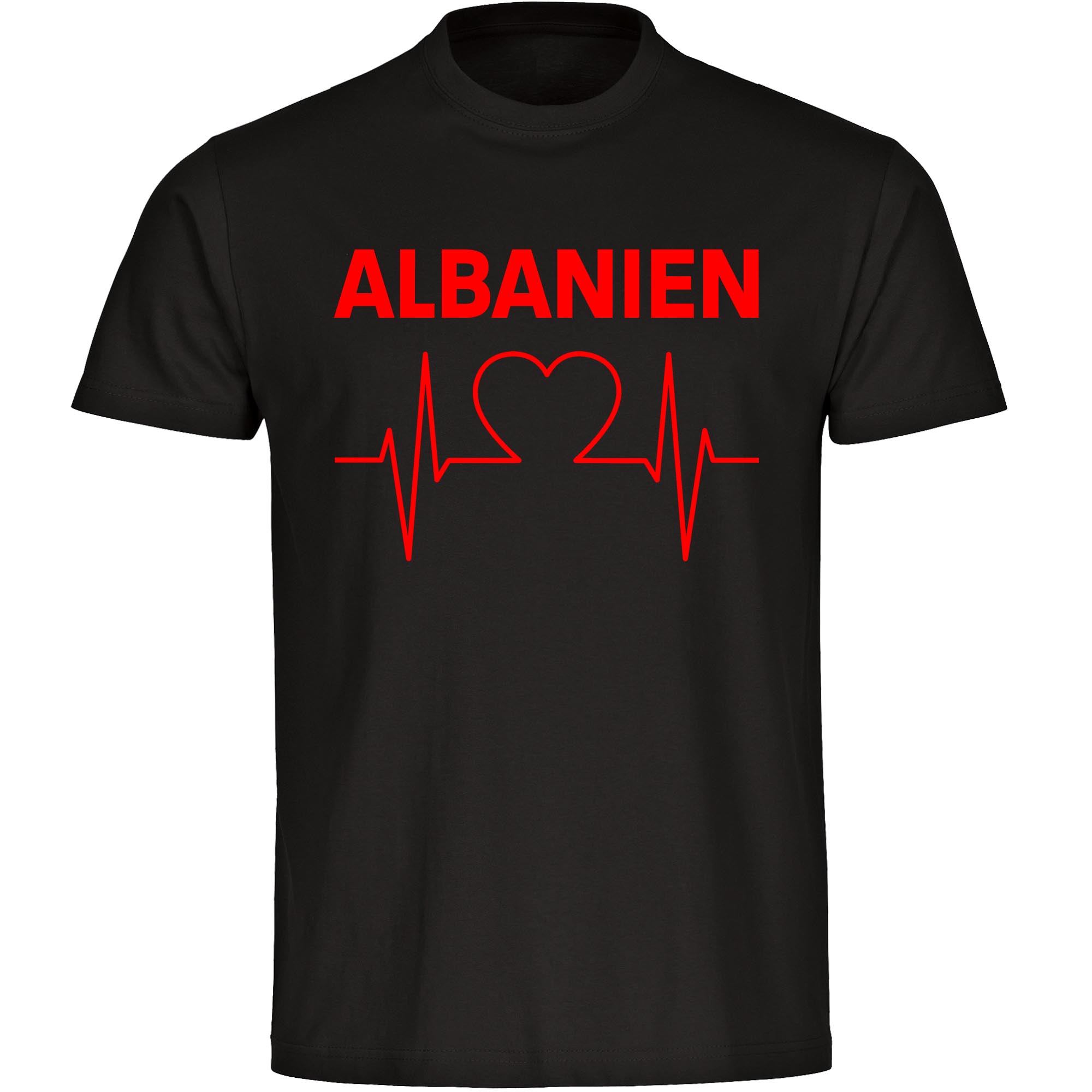 multifanshop Herren T-Shirt - Albanien - Herzschlag - Druck rot - M&auml;nner 