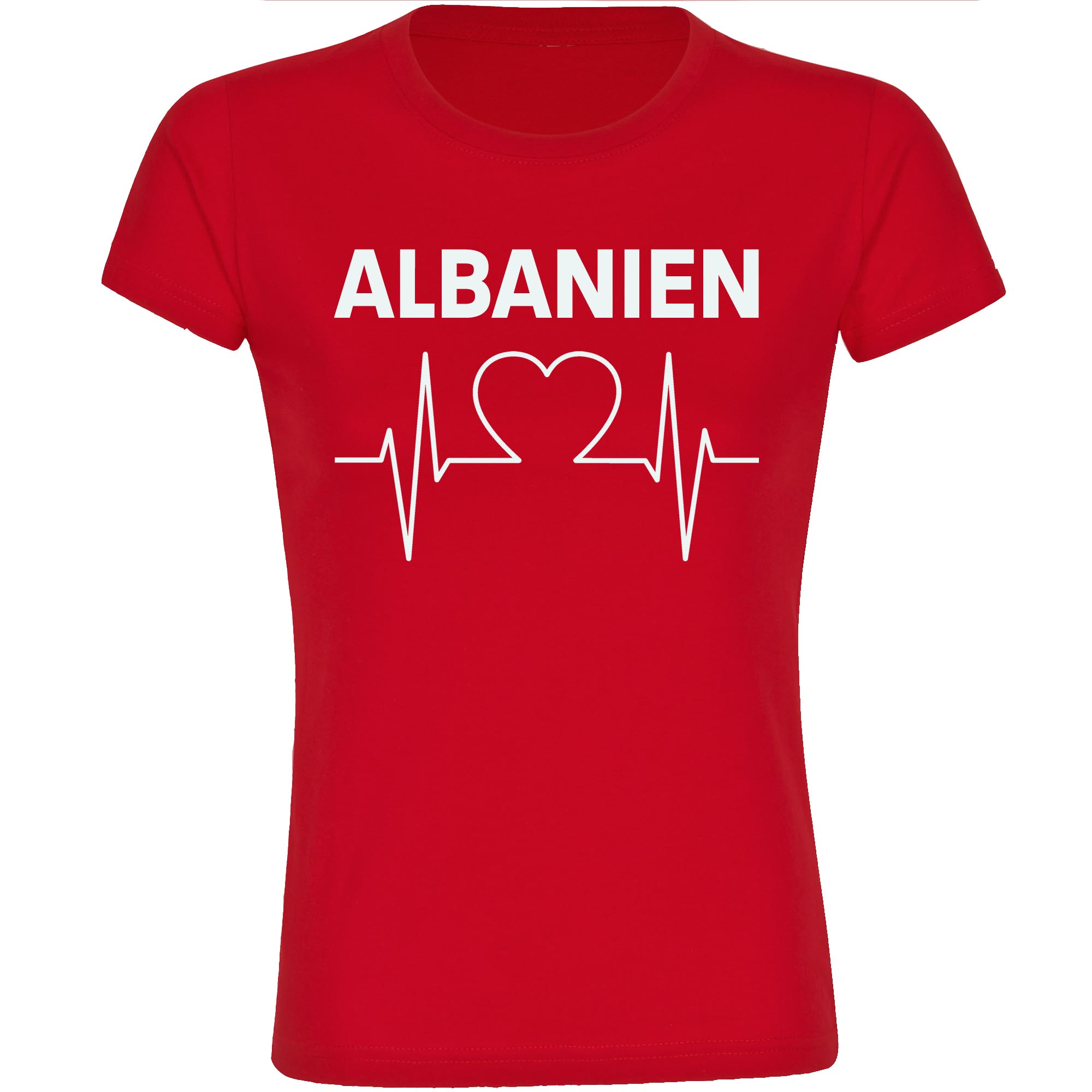 multifanshop Damen T-Shirt - Albanien - Herzschlag - Druck wei&szlig; - Frauen 