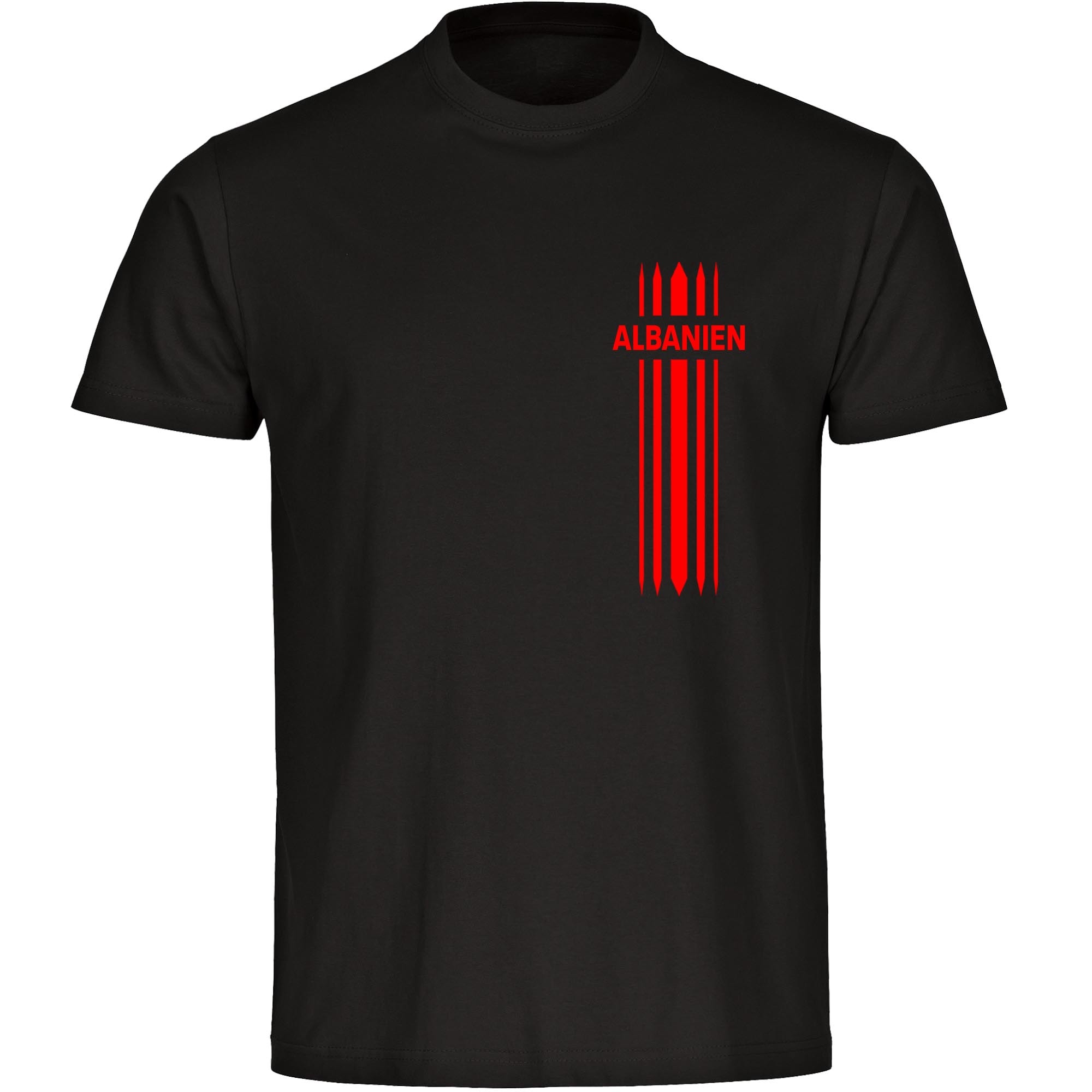 multifanshop Kinder T-Shirt - Albanien - Streifen - Druck rot - Kind 