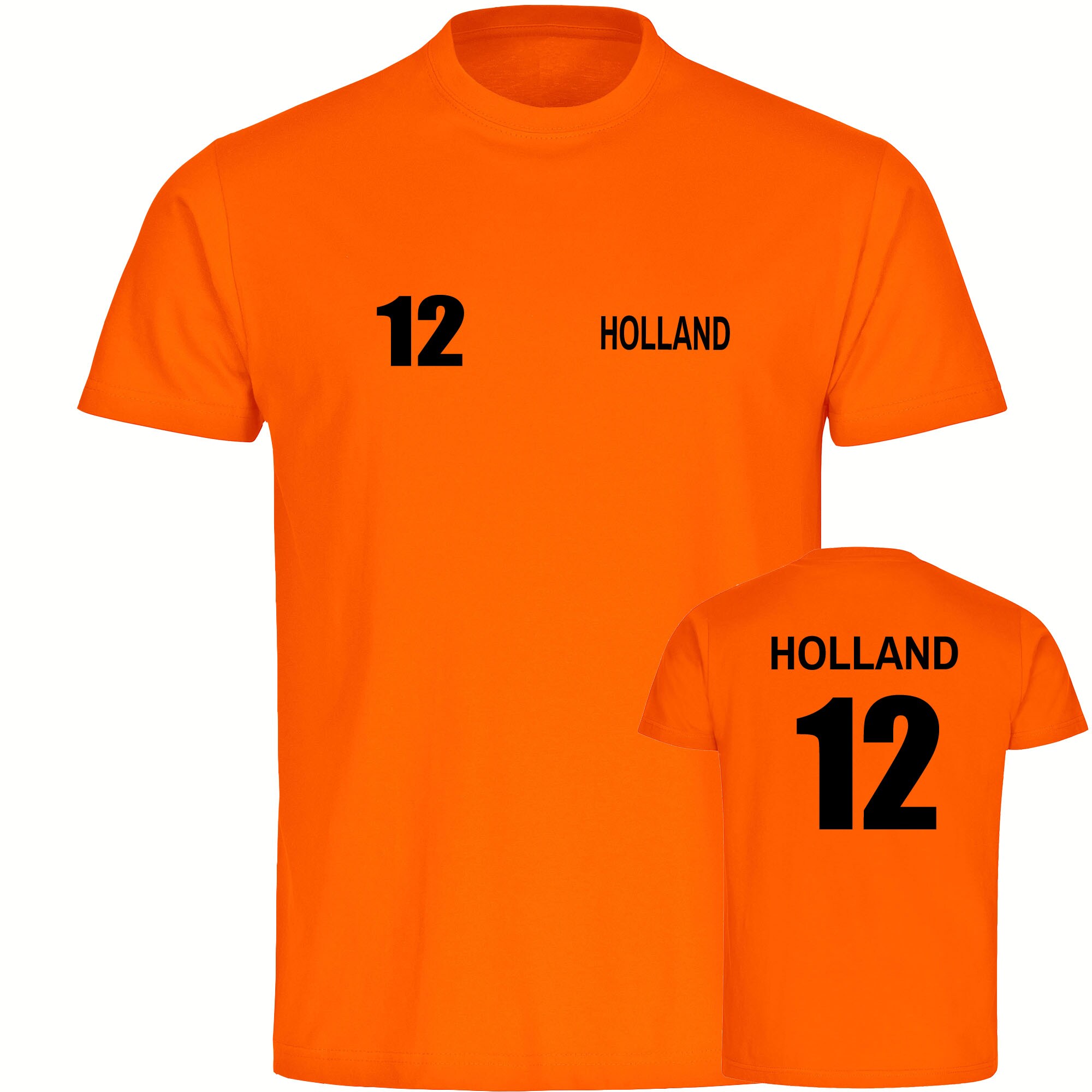 multifanshop Herren T-Shirt - Holland - Trikot Nummer 12 - Druck schwarz - M&auml;nner 