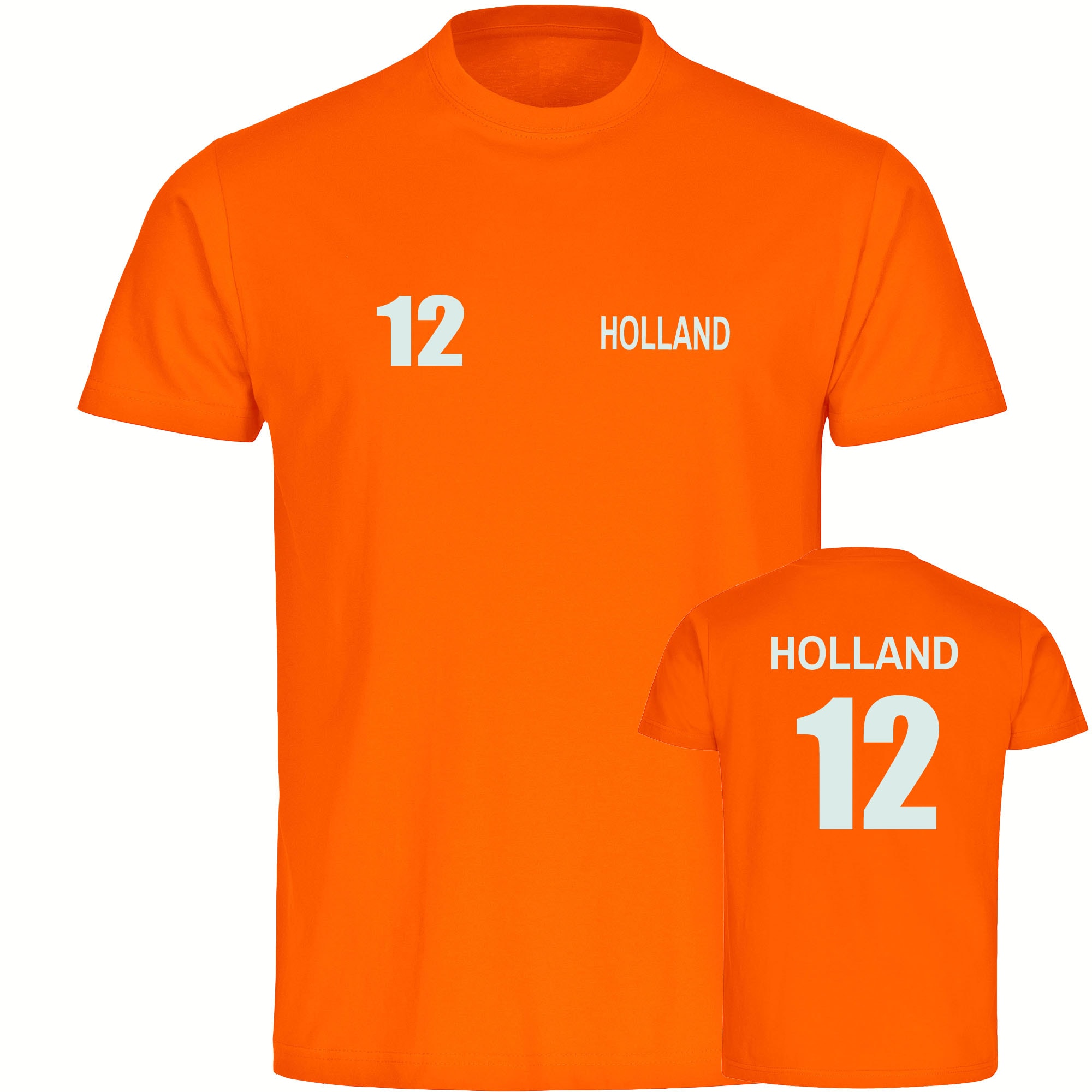 multifanshop Herren T-Shirt - Holland - Trikot Nummer 12 - Druck wei&szlig; - M&auml;nner 