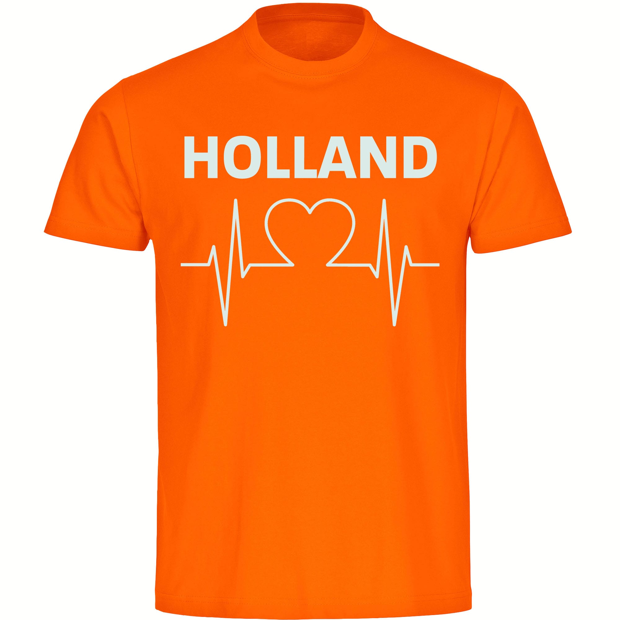 multifanshop Herren T-Shirt - Holland - Herzschlag - Druck wei&szlig; - M&auml;nner 