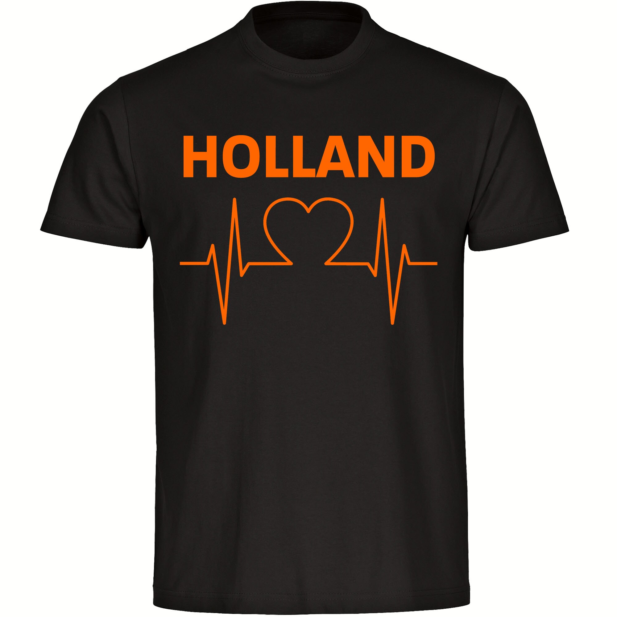 multifanshop Herren T-Shirt - Holland - Herzschlag - Druck orange - M&auml;nner 