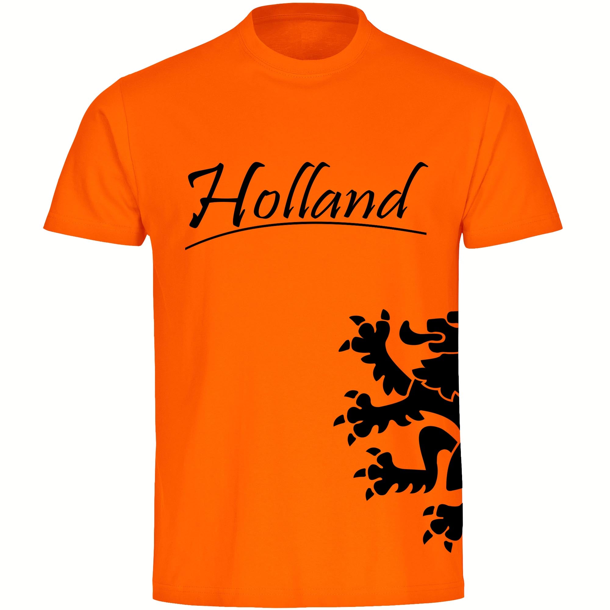 multifanshop Herren T-Shirt - Holland - L&ouml;we seitlich - Druck schwarz - M&auml;nner 