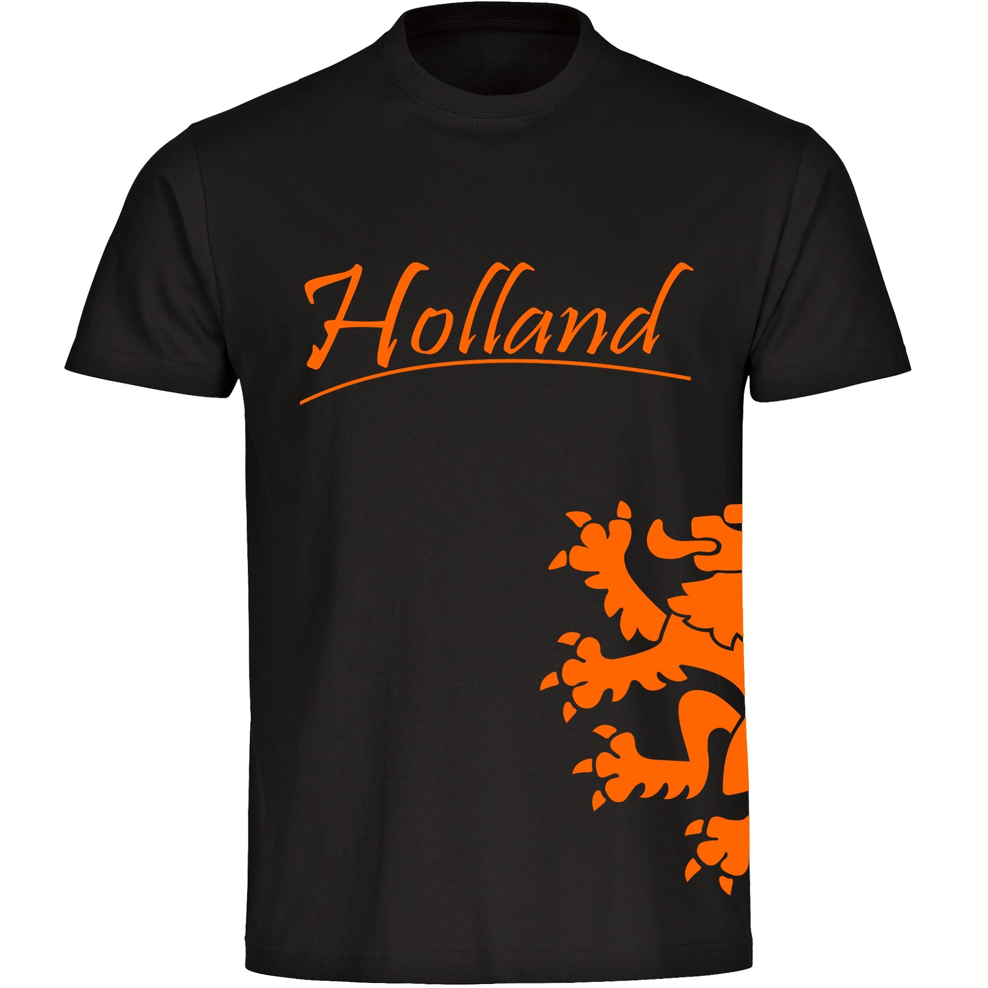 multifanshop Herren T-Shirt - Holland - L&ouml;we seitlich - Druck orange - M&auml;nner 
