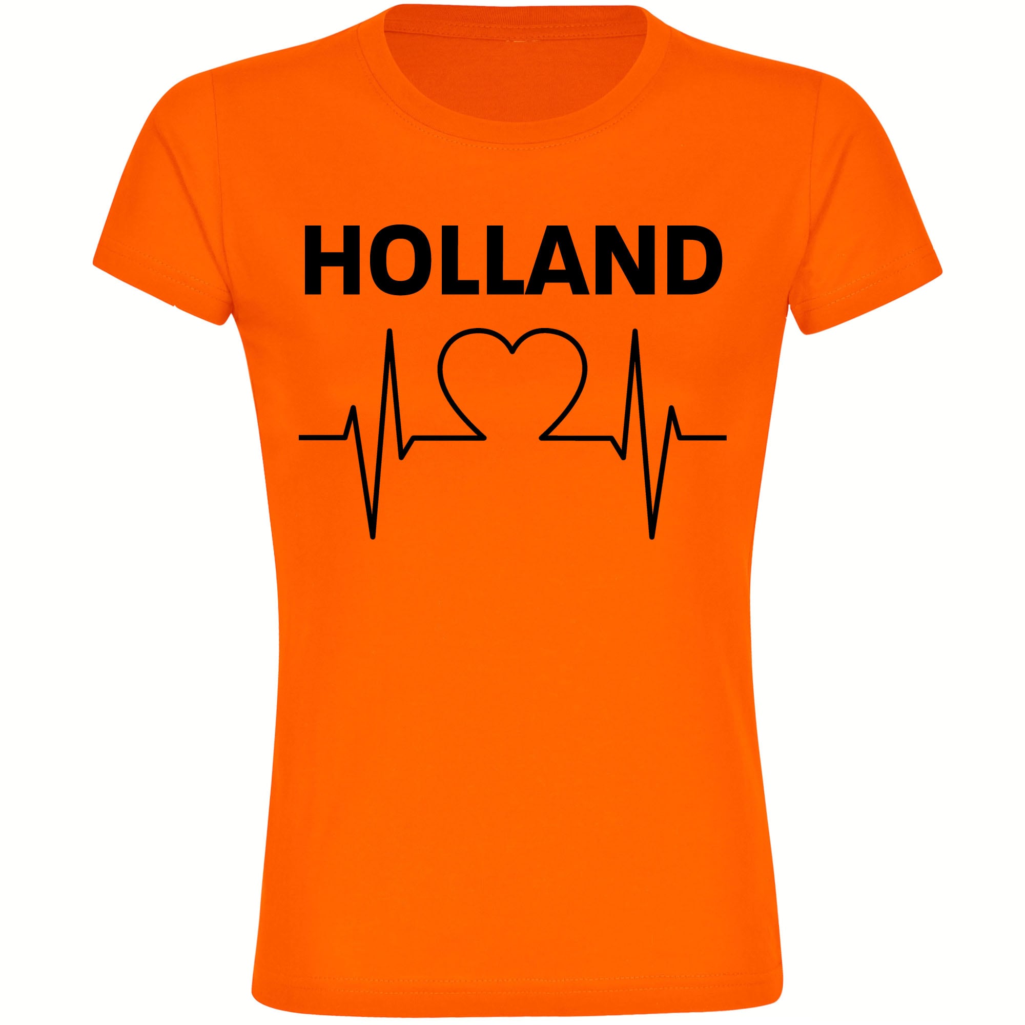 multifanshop Damen T-Shirt - Holland - Herzschlag - Druck schwarz - Frauen 