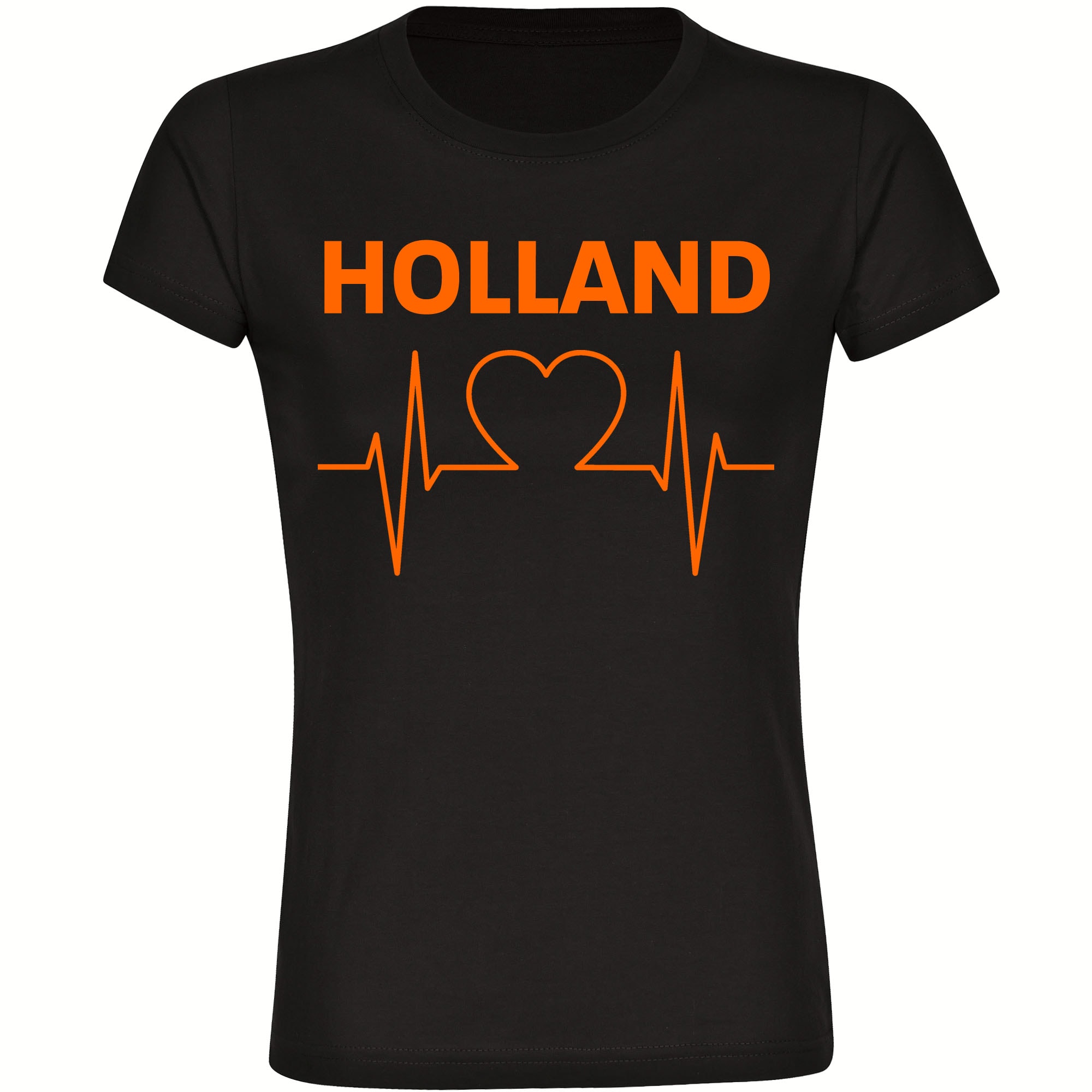 multifanshop Damen T-Shirt - Holland - Herzschlag - Druck orange - Frauen 