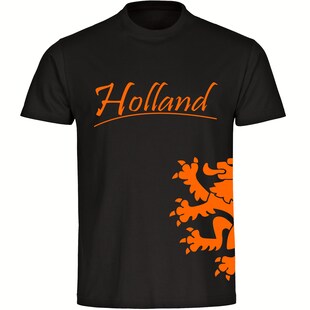 multifanshop Kinder T-Shirt - Holland - Löwe seitlich - Druck orange - Kind 