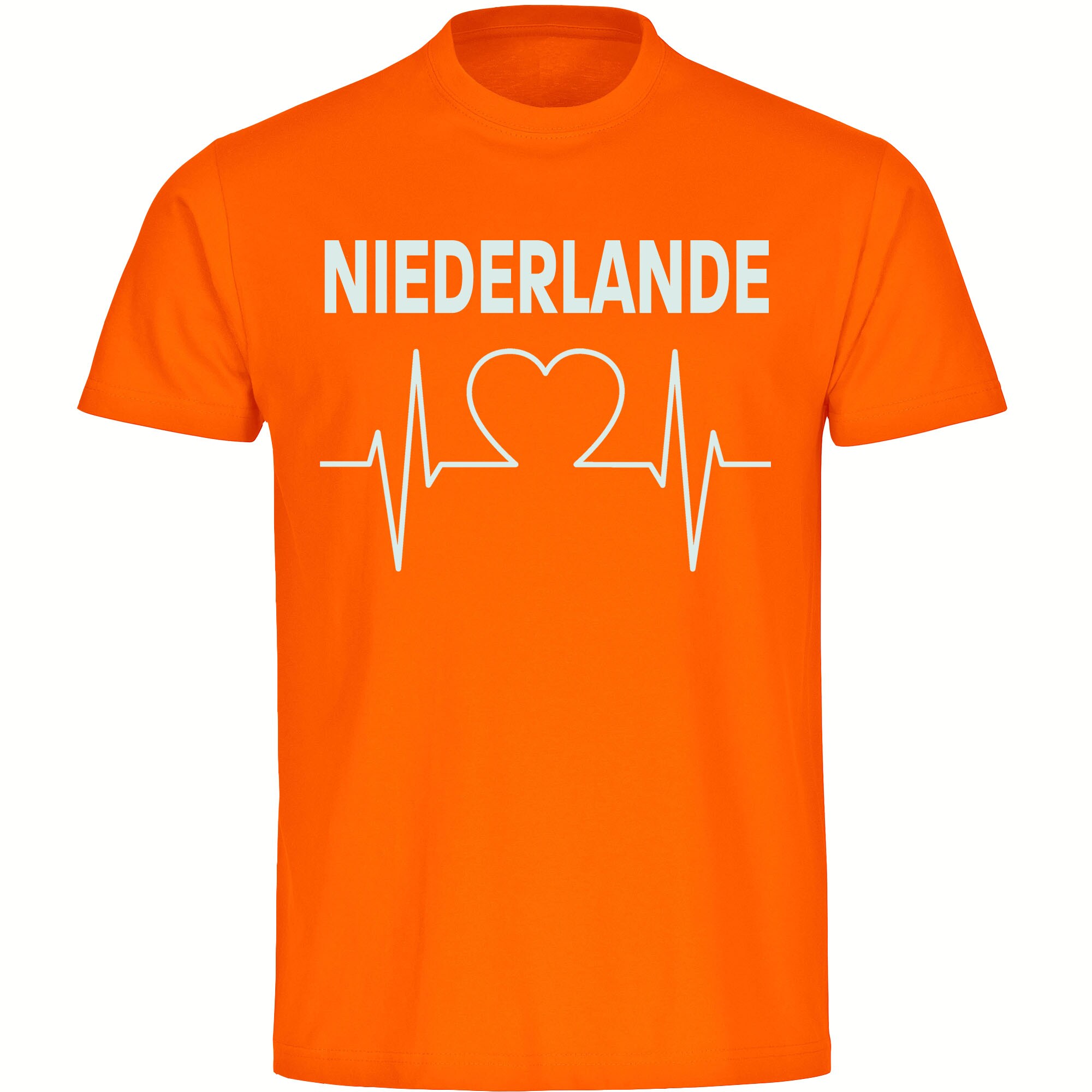 multifanshop Herren T-Shirt - Niederlande - Herzschlag - Druck wei&szlig; - M&auml;nner 
