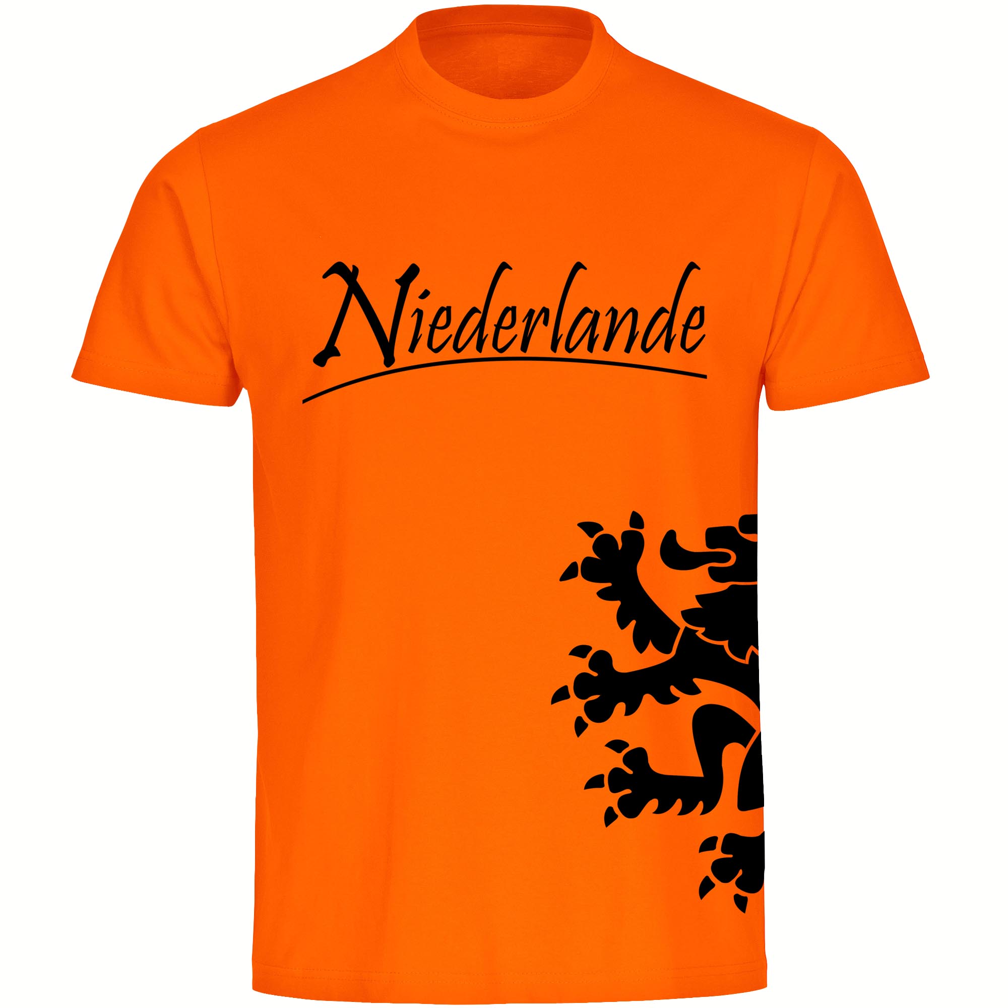 multifanshop Herren T-Shirt - Niederlande - L&ouml;we seitlich - Druck schwarz - M&auml;nner 