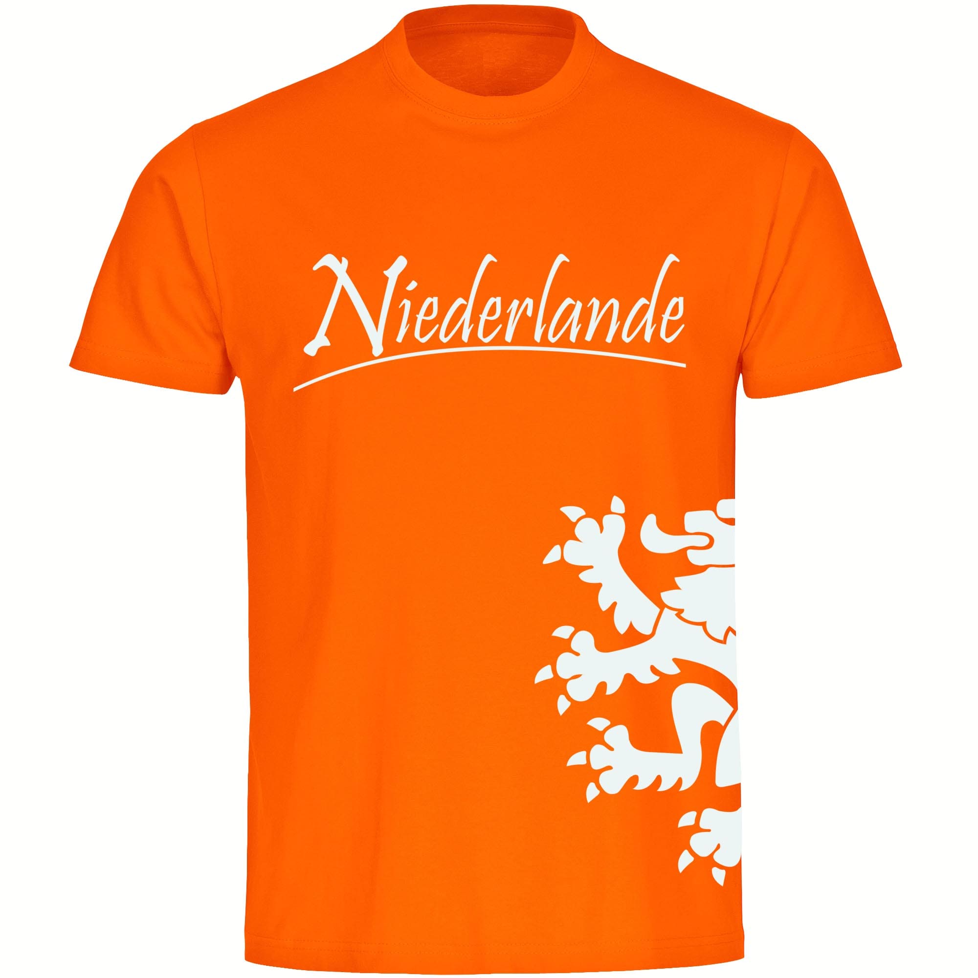 multifanshop Herren T-Shirt - Niederlande - L&ouml;we seitlich - Druck wei&szlig; - M&auml;nner 