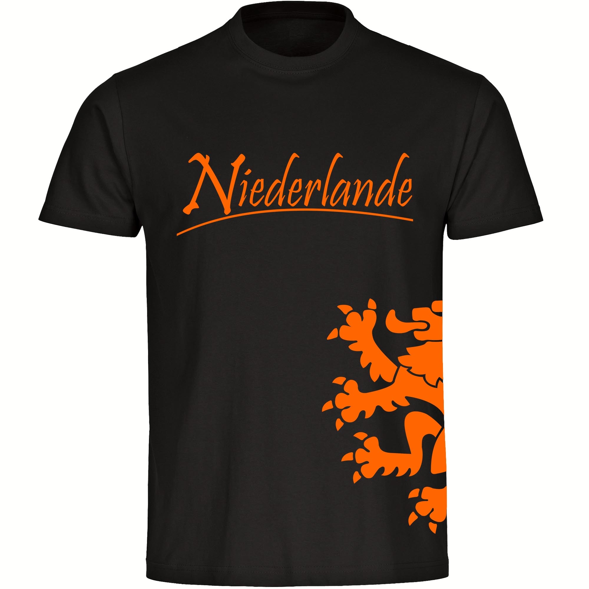 multifanshop Herren T-Shirt - Niederlande - L&ouml;we seitlich - Druck orange - M&auml;nner 