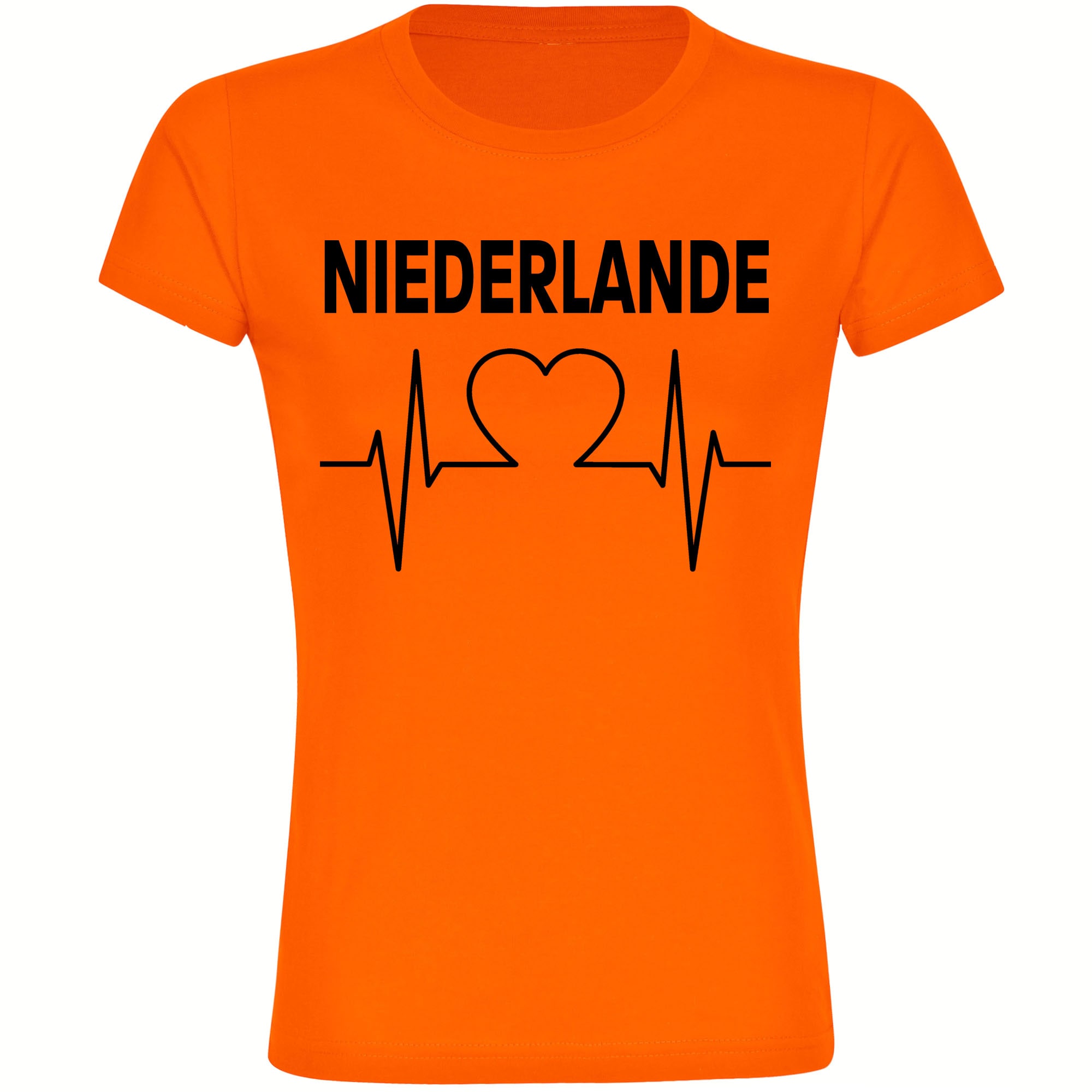 multifanshop Damen T-Shirt - Niederlande - Herzschlag - Druck schwarz - Frauen 