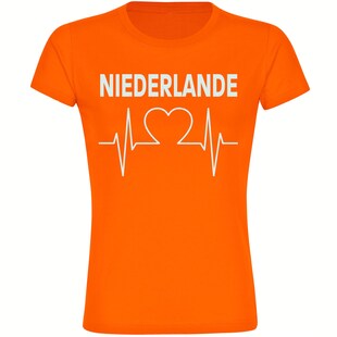 multifanshop Damen T-Shirt - Niederlande - Herzschlag - Druck weiß - Frauen 