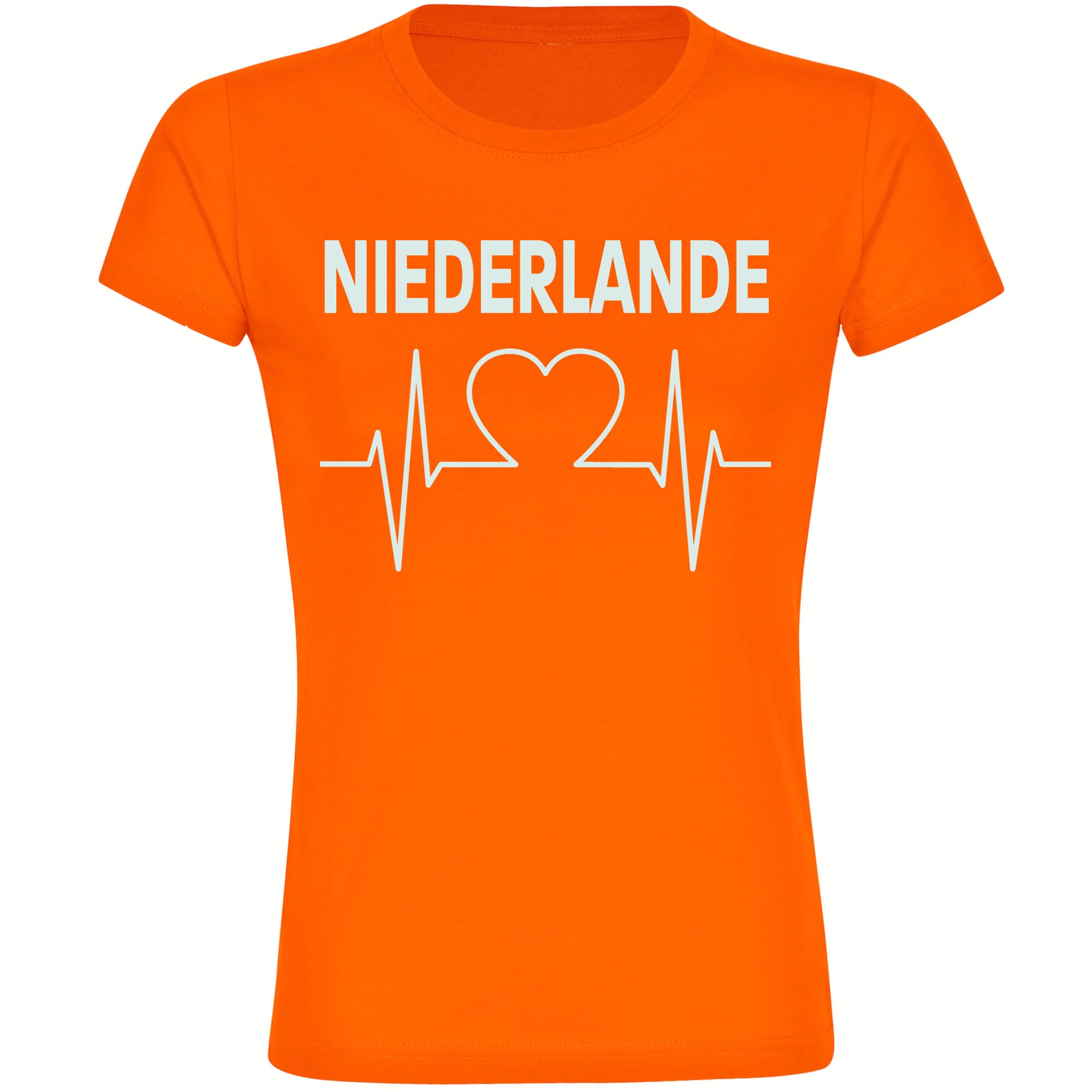 multifanshop Damen T-Shirt - Niederlande - Herzschlag - Druck wei&szlig; - Frauen 
