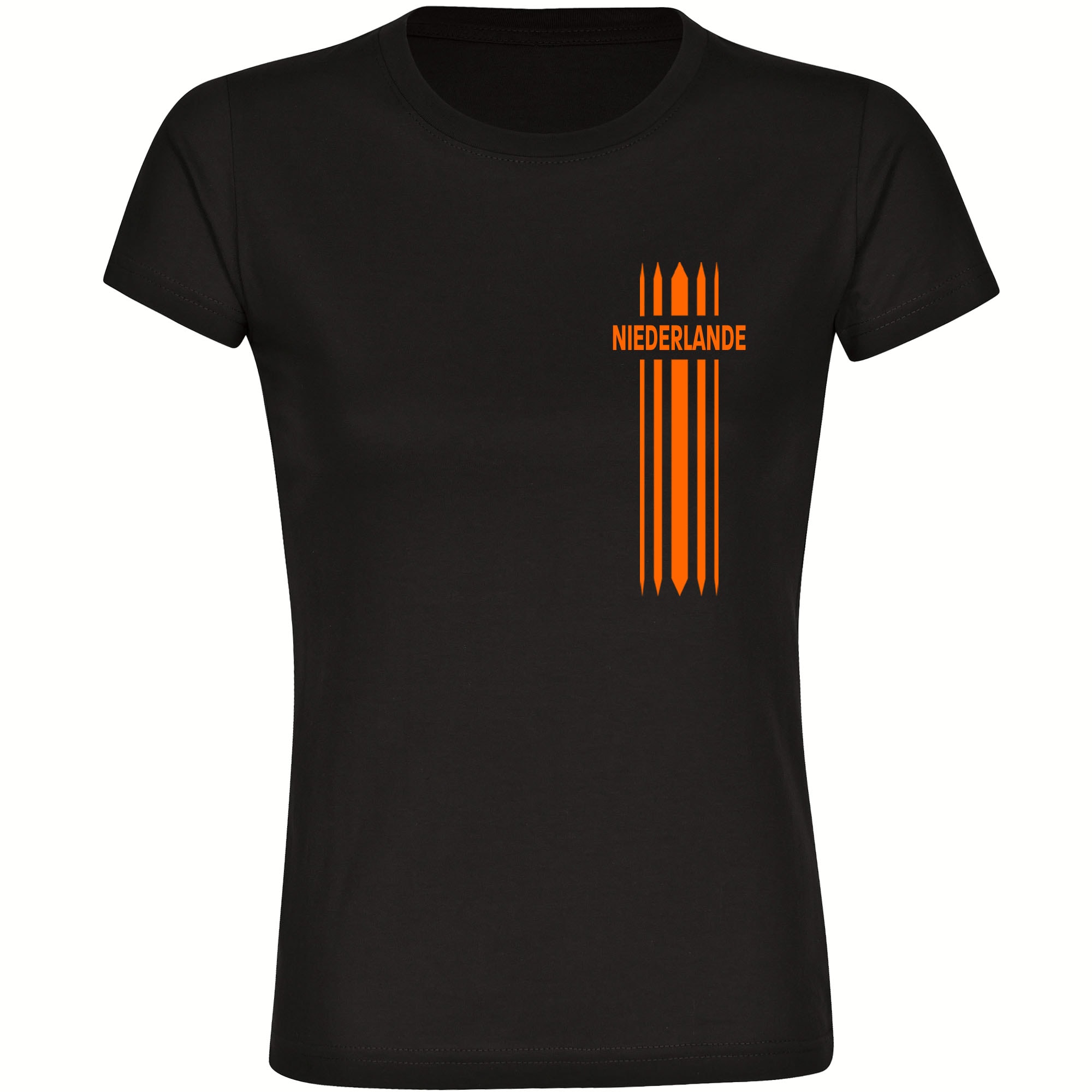 multifanshop Damen T-Shirt - Niederlande - Streifen - Druck orange - Frauen 