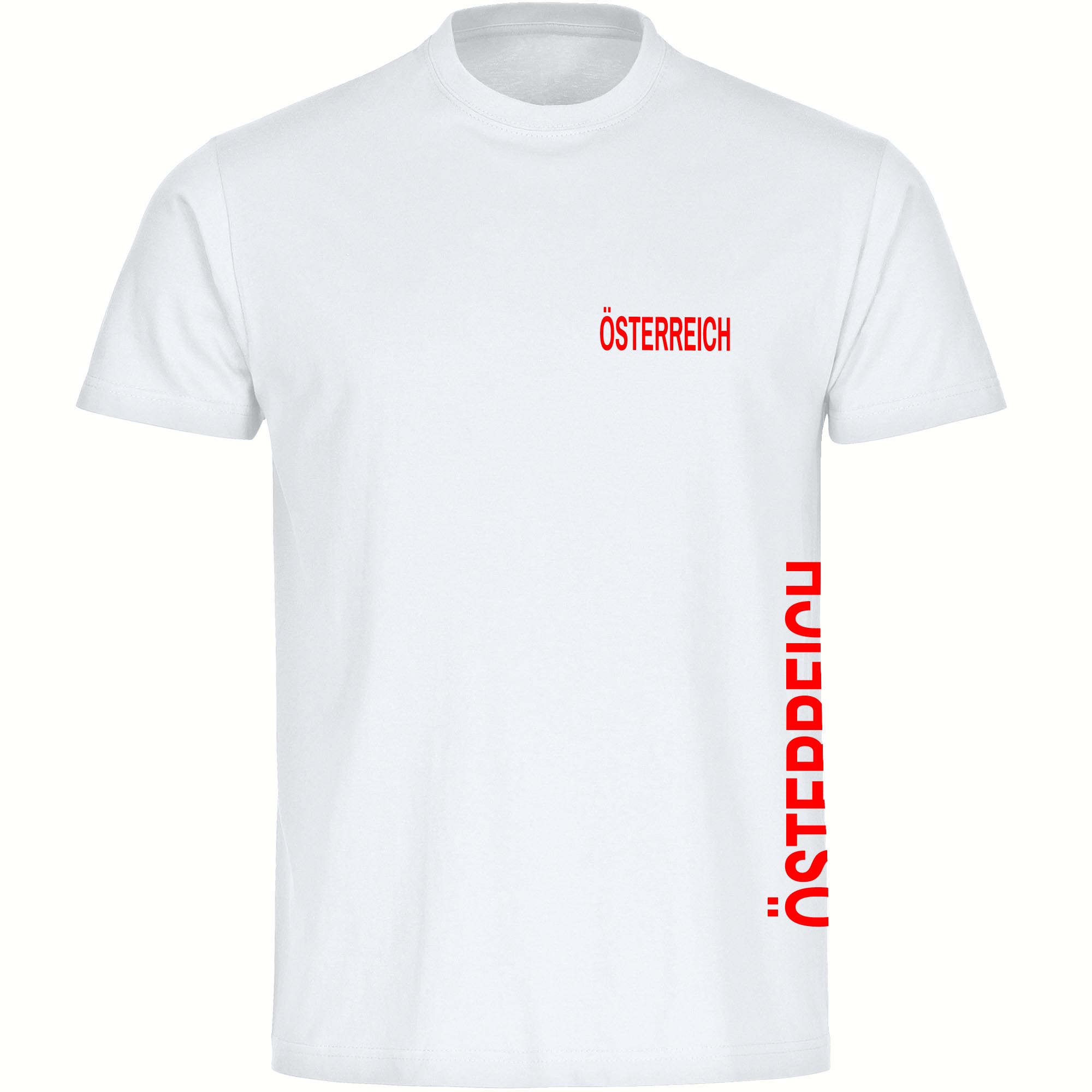 multifanshop Herren T-Shirt - &Ouml;sterreich - Brust & Seite - Druck rot - M&auml;nner 