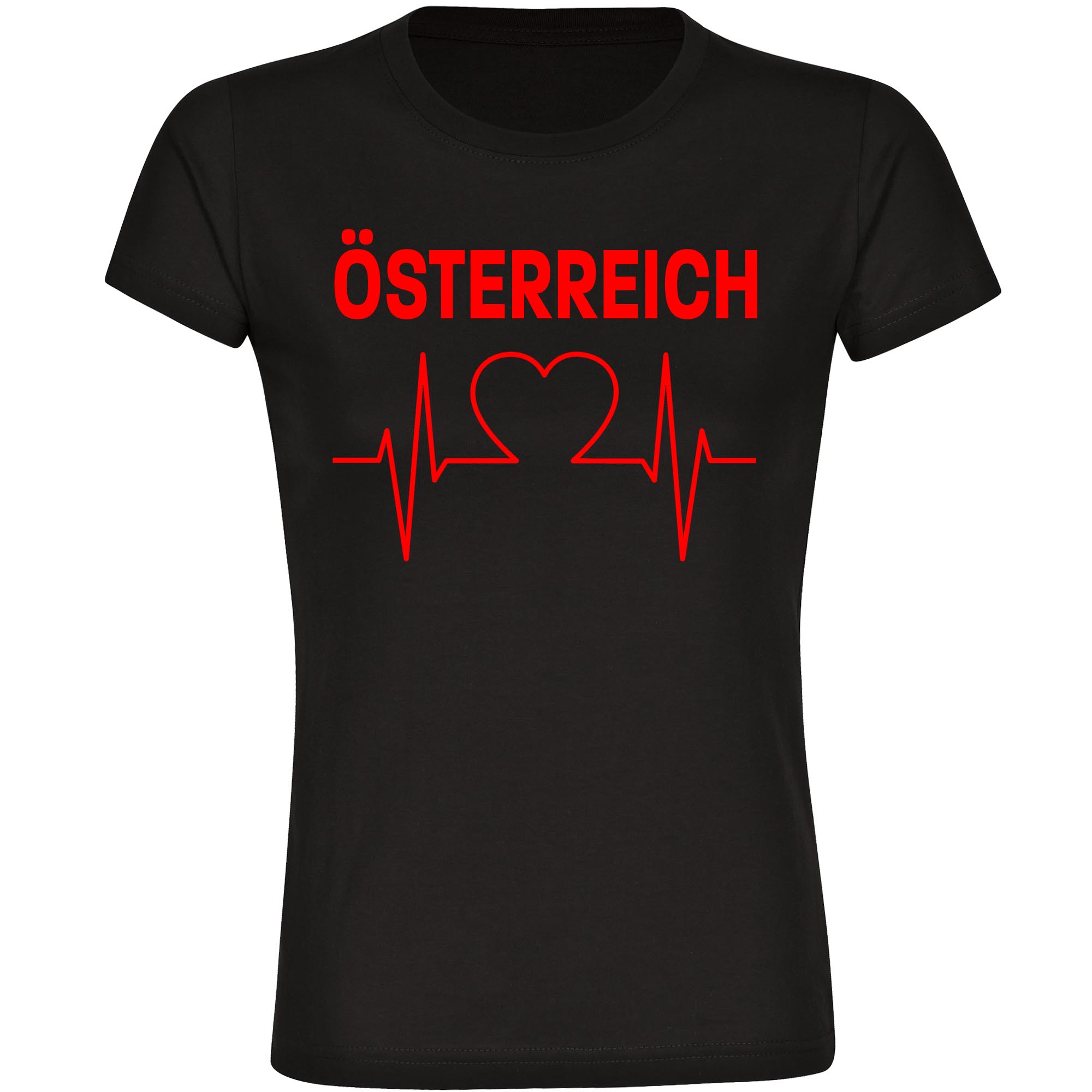 multifanshop Damen T-Shirt - &Ouml;sterreich - Herzschlag - Druck rot - Frauen 
