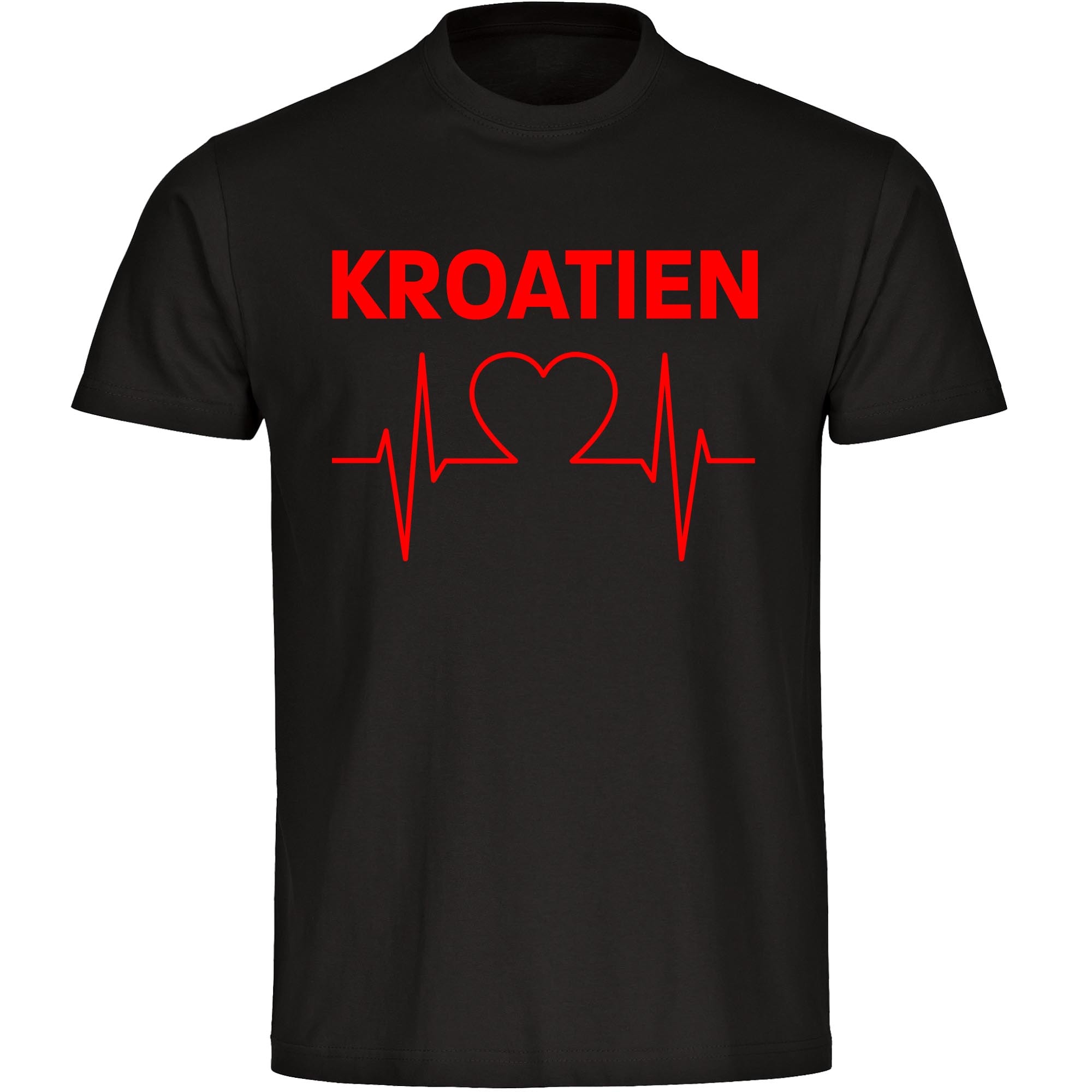 multifanshop Herren T-Shirt - Kroatien - Herzschlag - Druck rot - M&auml;nner 
