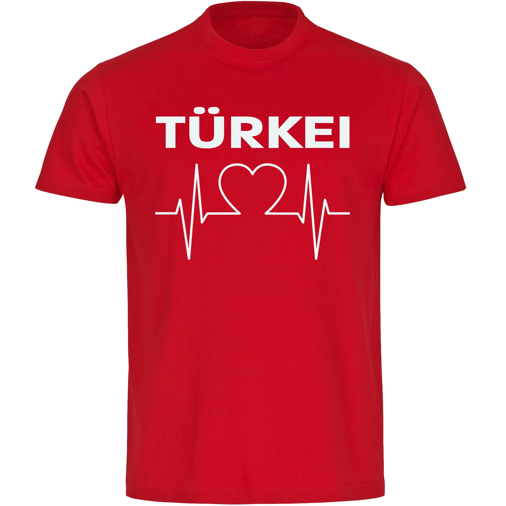 multifanshop Herren T-Shirt - T&uuml;rkei - Herzschlag - Druck wei&szlig; - M&auml;nner 