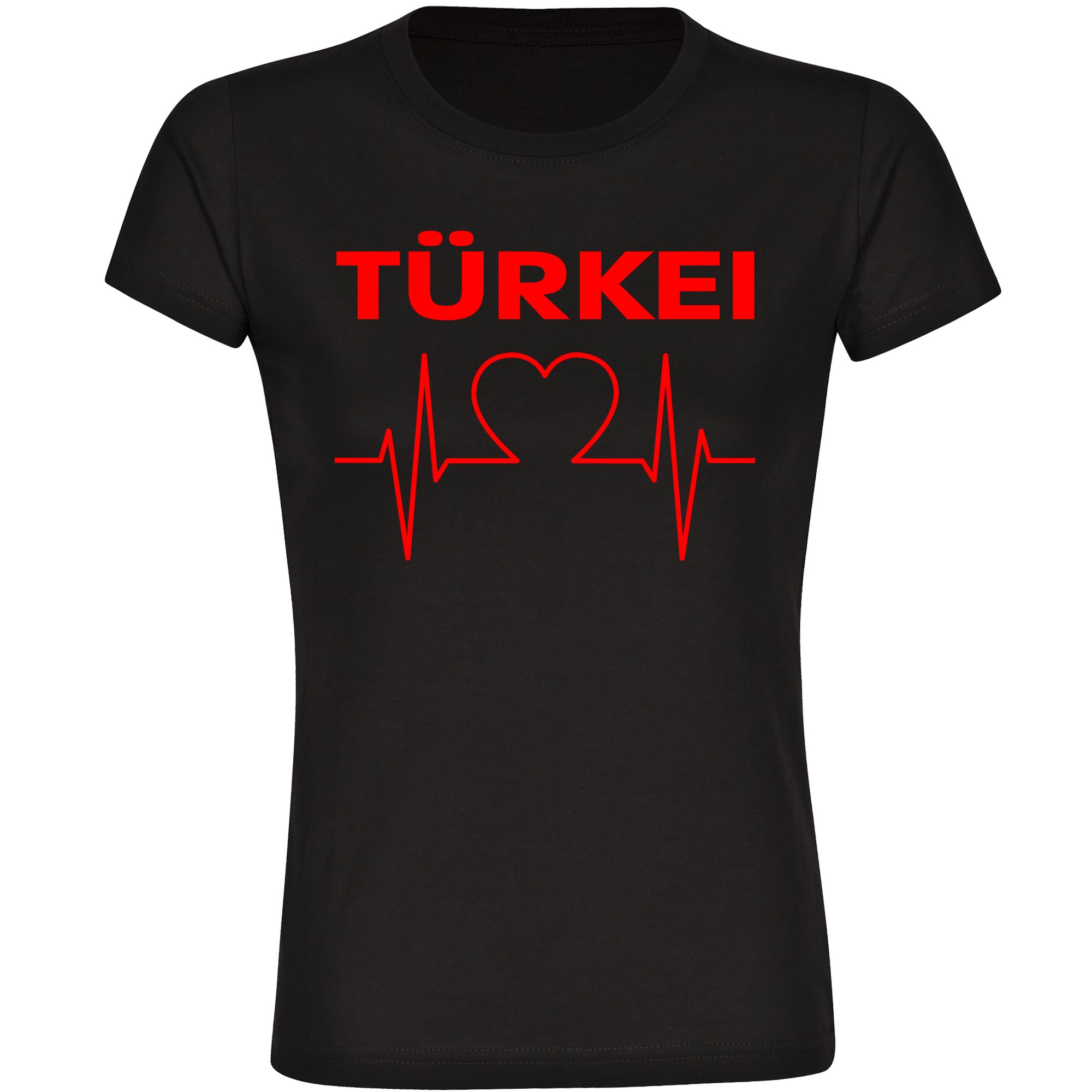multifanshop Damen T-Shirt - T&uuml;rkei - Herzschlag - Druck rot - Frauen 