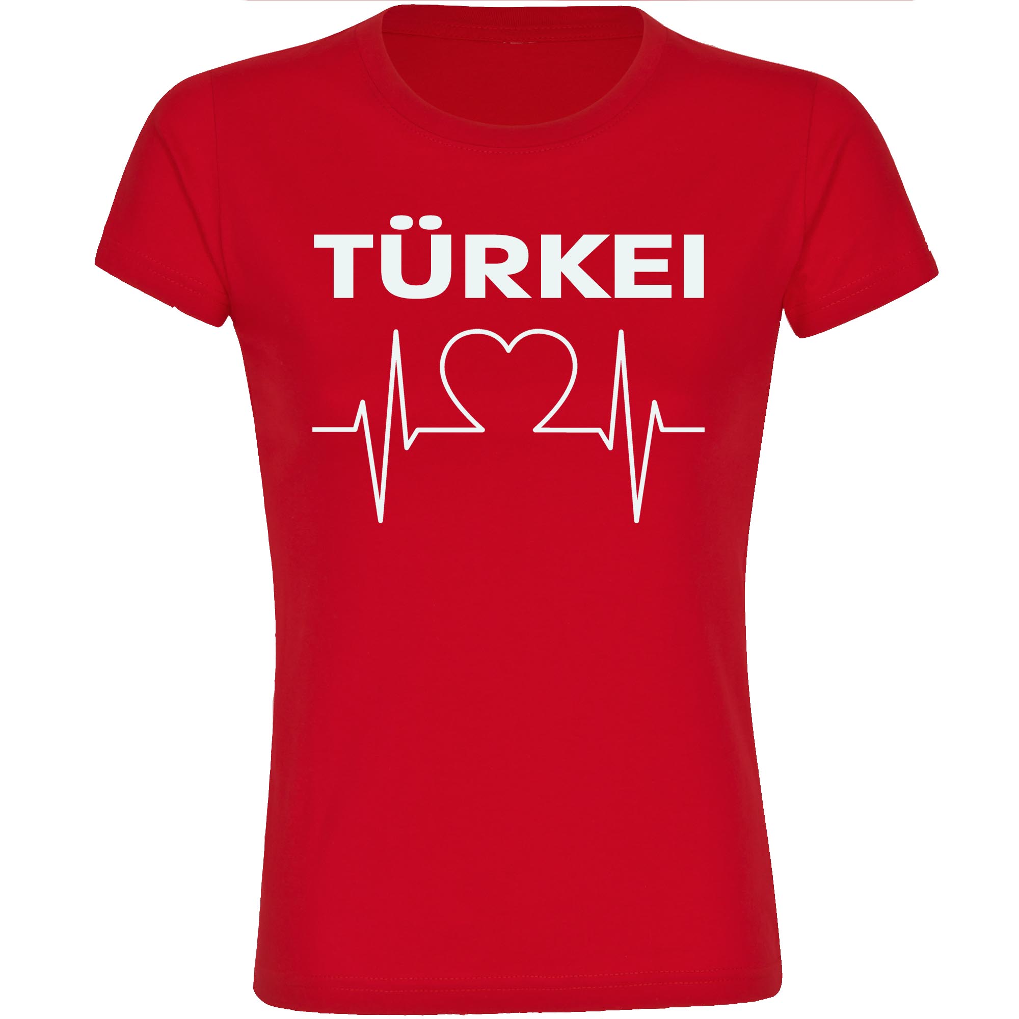 multifanshop Damen T-Shirt - T&uuml;rkei - Herzschlag - Druck wei&szlig; - Frauen 