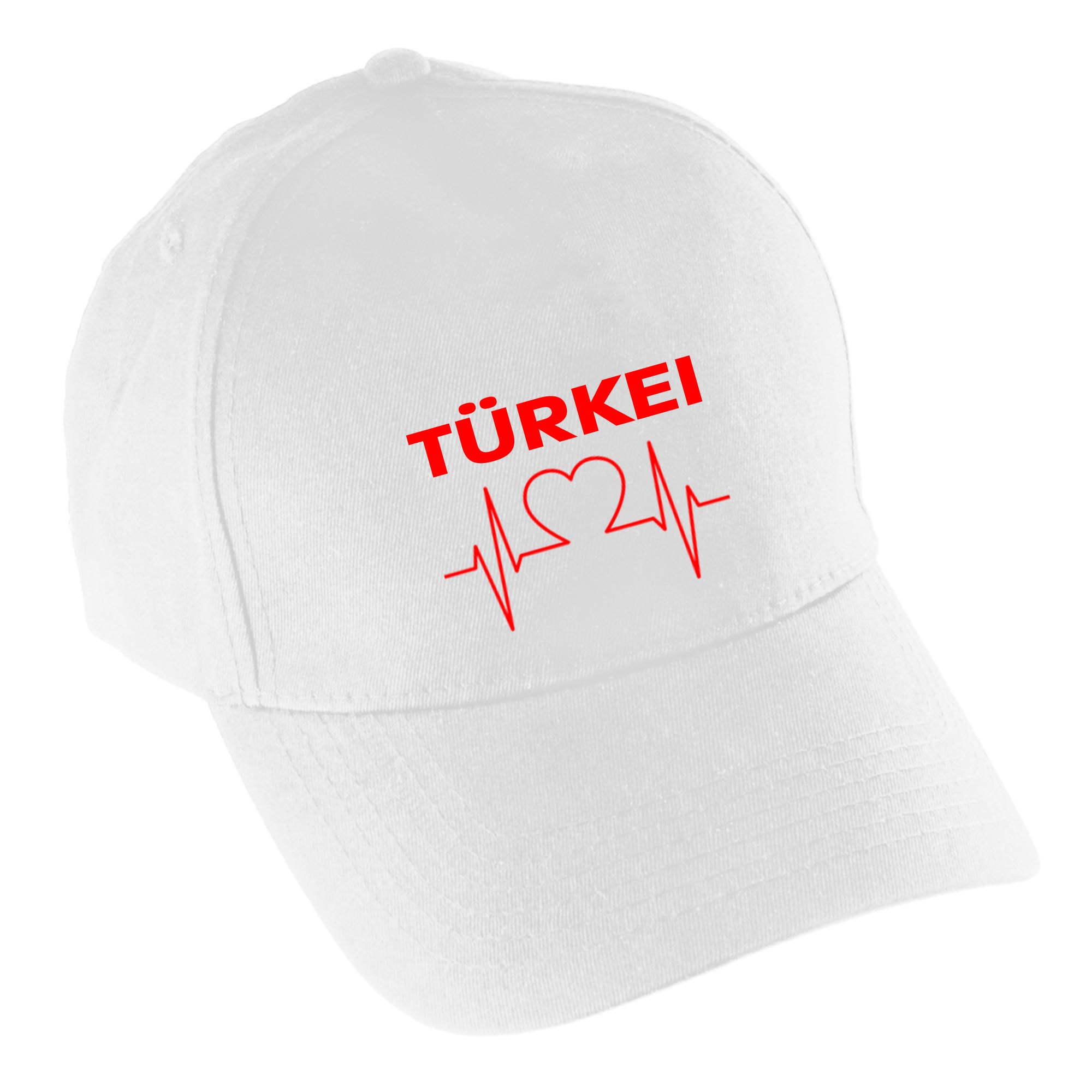 multifanshop Baseballcap - T&uuml;rkei - Herzschlag - Druck rot - M&uuml;tze 