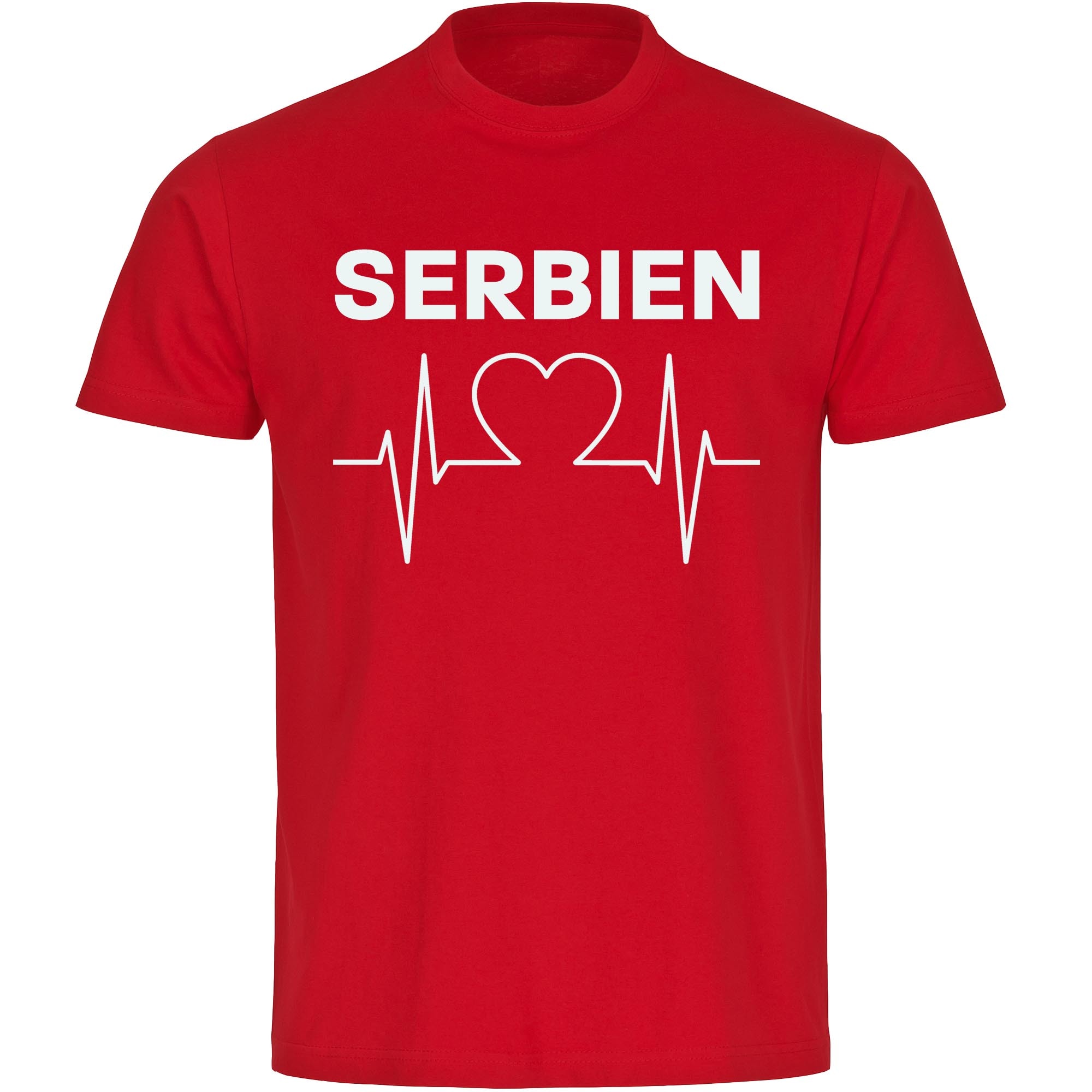 multifanshop Herren T-Shirt - Serbien - Herzschlag - Druck wei&szlig; - M&auml;nner 