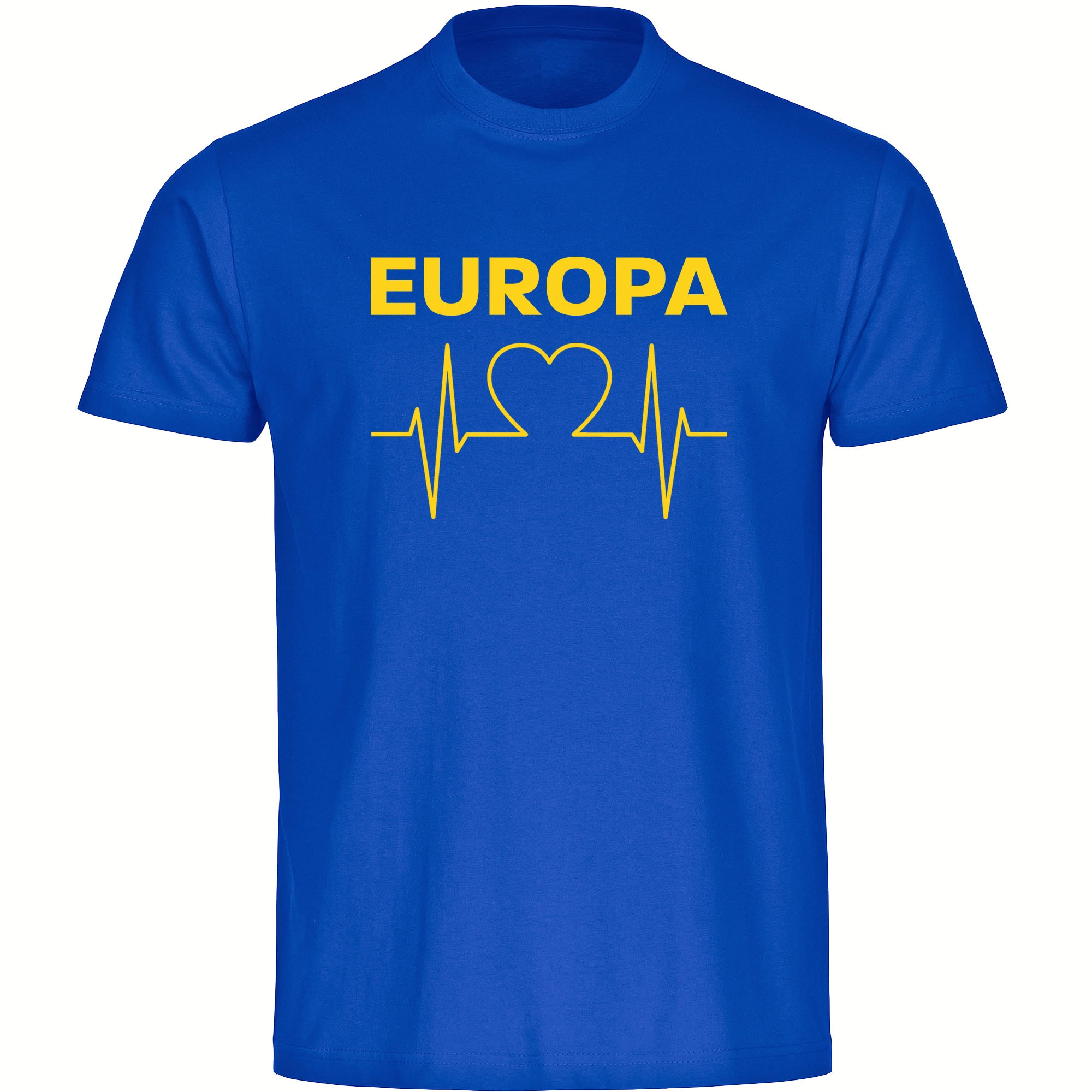 multifanshop Herren T-Shirt - Europa - Herzschlag - Druck gelb - M&auml;nner 