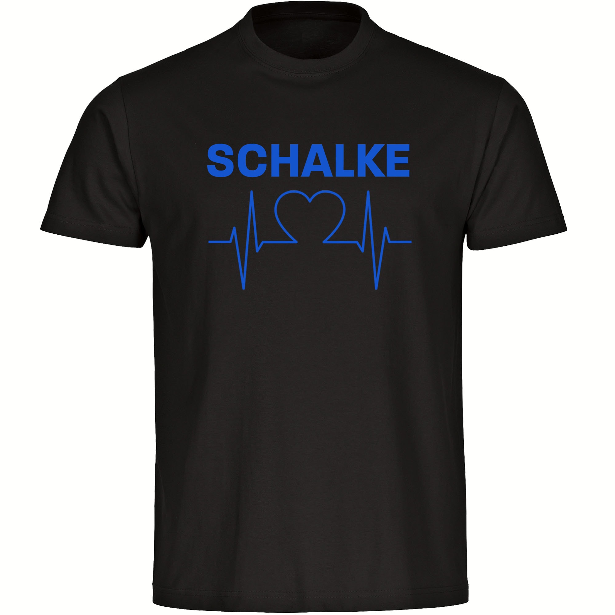 multifanshop Kinder T-Shirt - Schalke - Herzschlag - Druck blau - Kind 