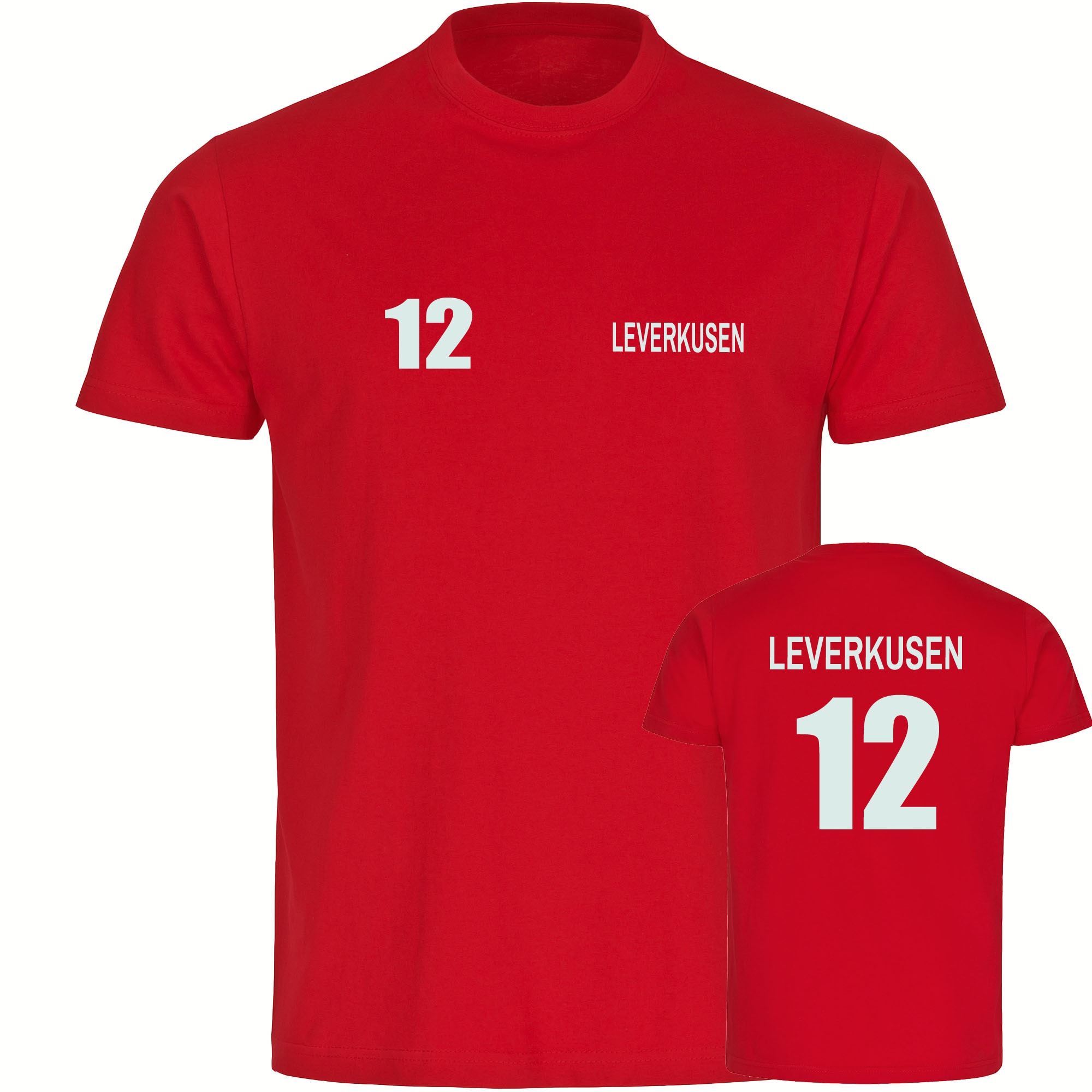 multifanshop Kinder T-Shirt - Leverkusen - Trikot Nummer 12 - Druck wei&szlig; - Kind 