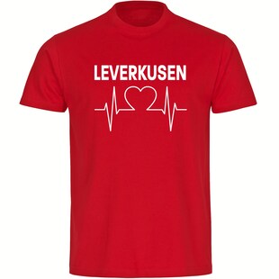 multifanshop Kinder T-Shirt - Leverkusen - Herzschlag - Druck weiß - Kind 