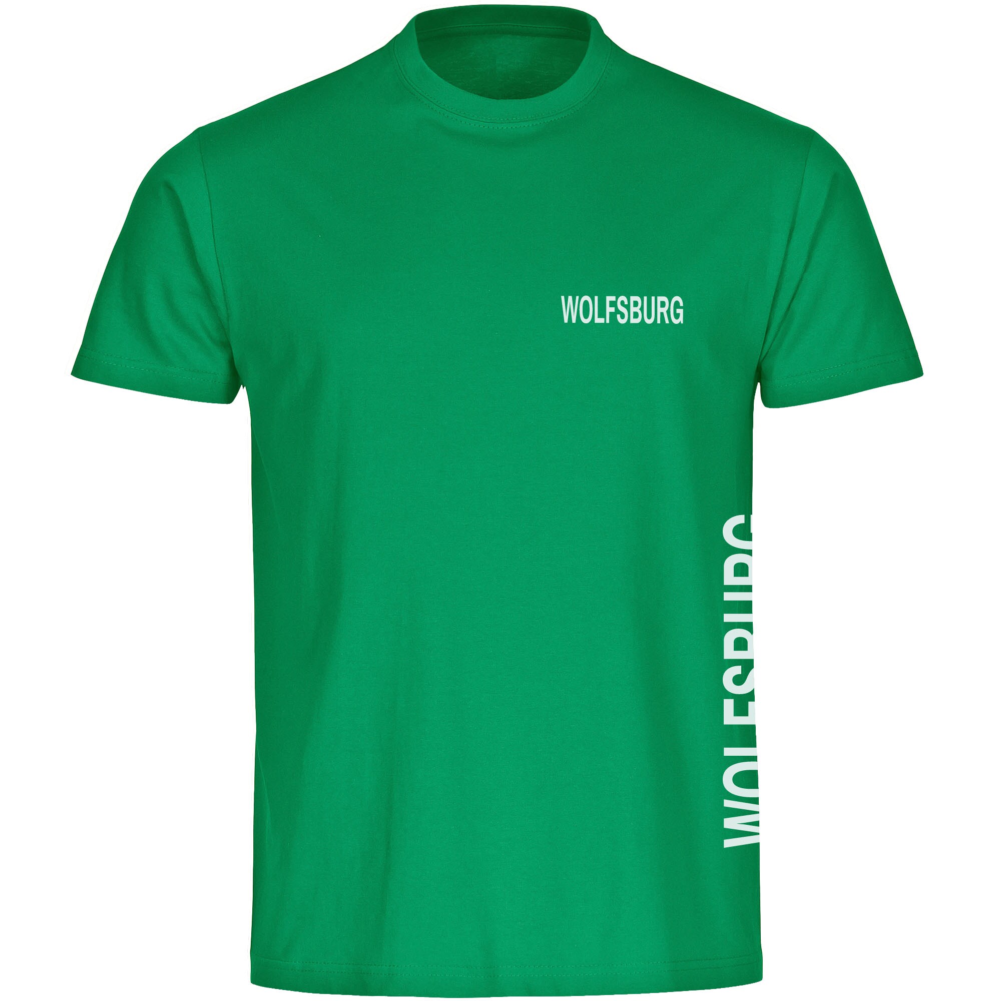 multifanshop Kinder T-Shirt - Wolfsburg - Brust & Seite - Druck wei&szlig; - Kind 