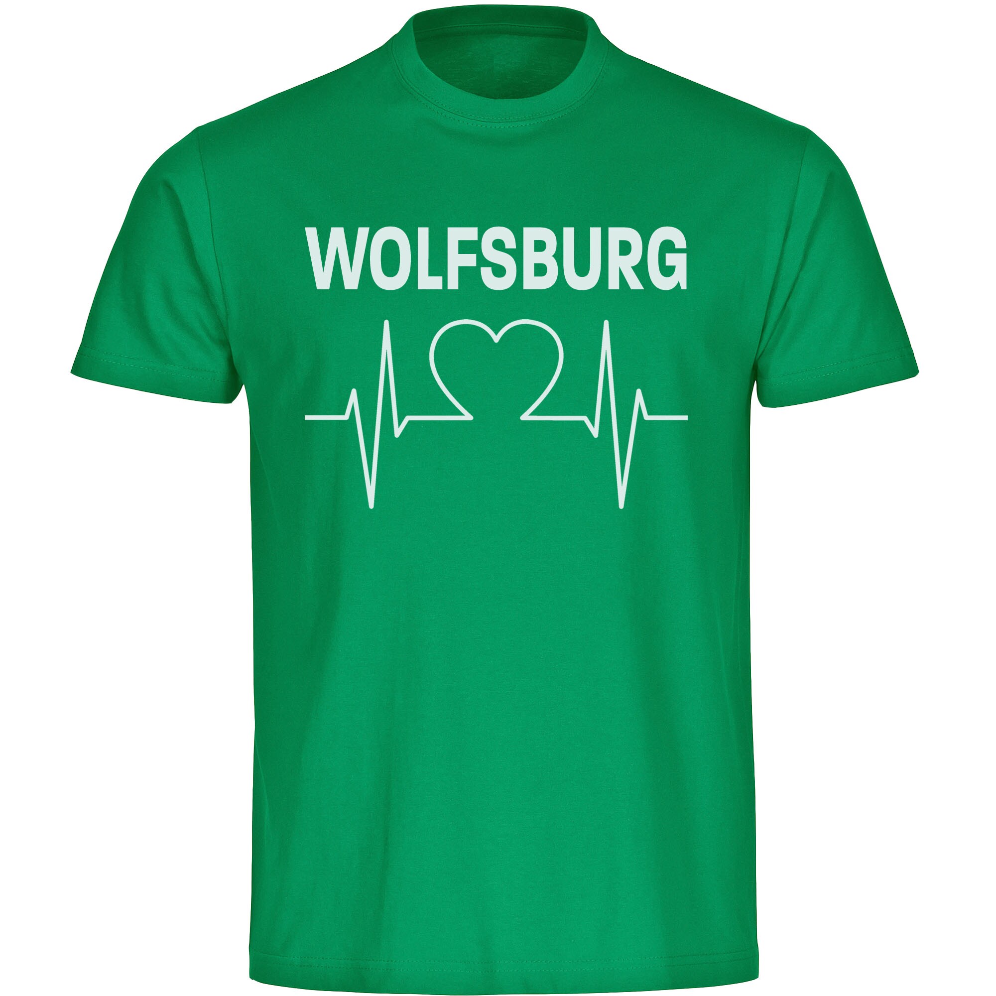 multifanshop Kinder T-Shirt - Wolfsburg - Herzschlag - Druck wei&szlig; - Kind 