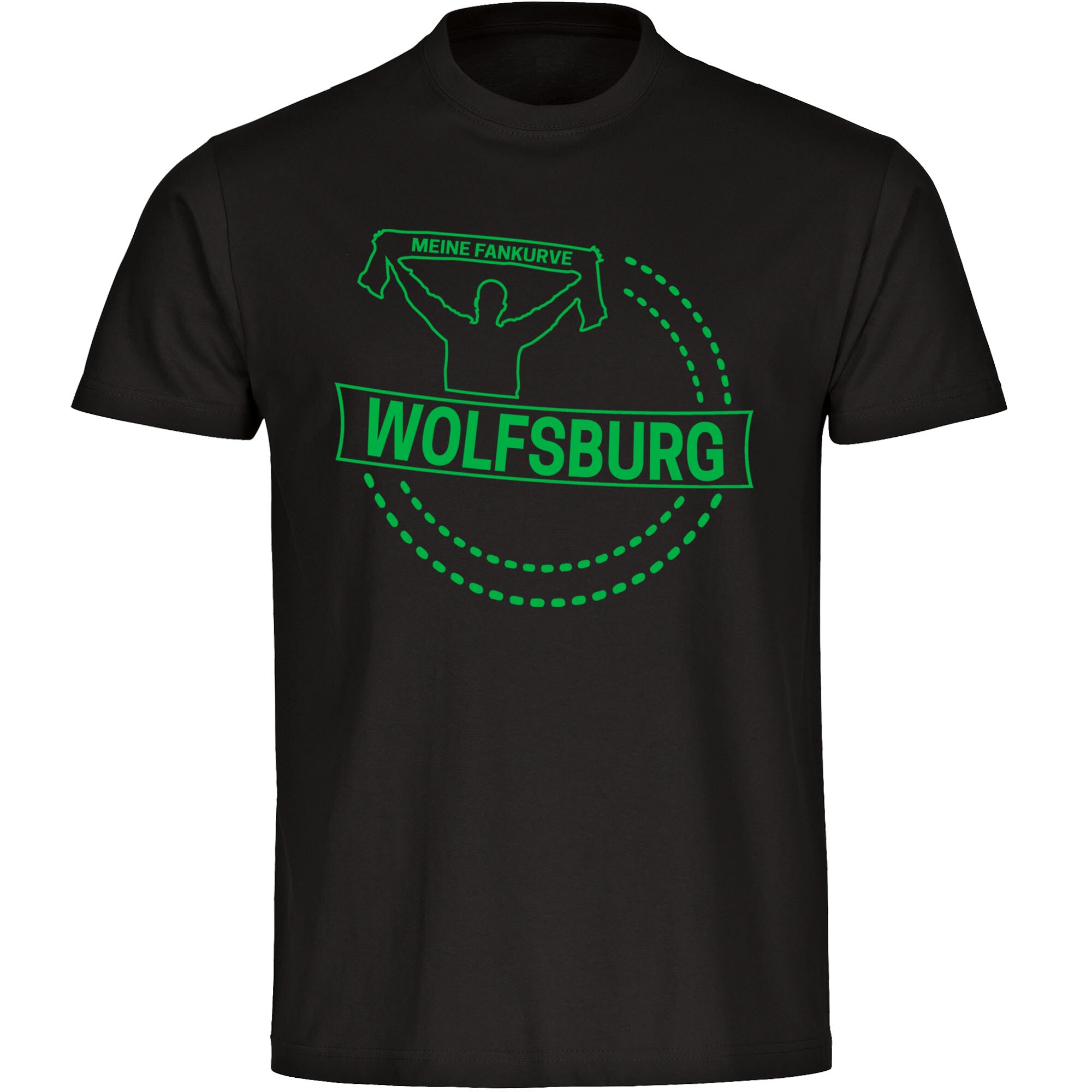 multifanshop Kinder T-Shirt - Wolfsburg - Meine Fankurve - Druck gr&uuml;n - Kind 