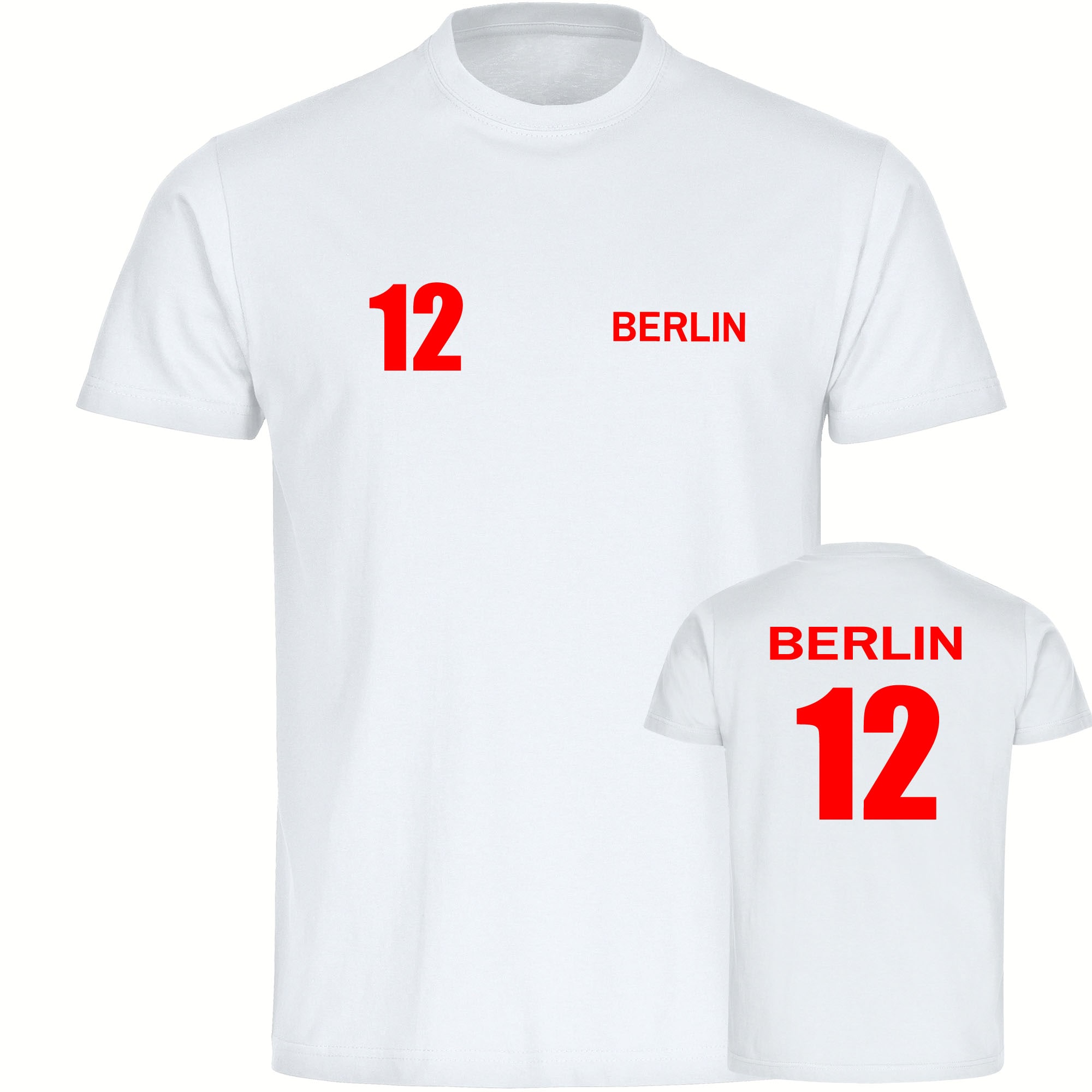 multifanshop Kinder T-Shirt - Berlin rot - Trikot Nummer 12 - Druck rot - Kind 