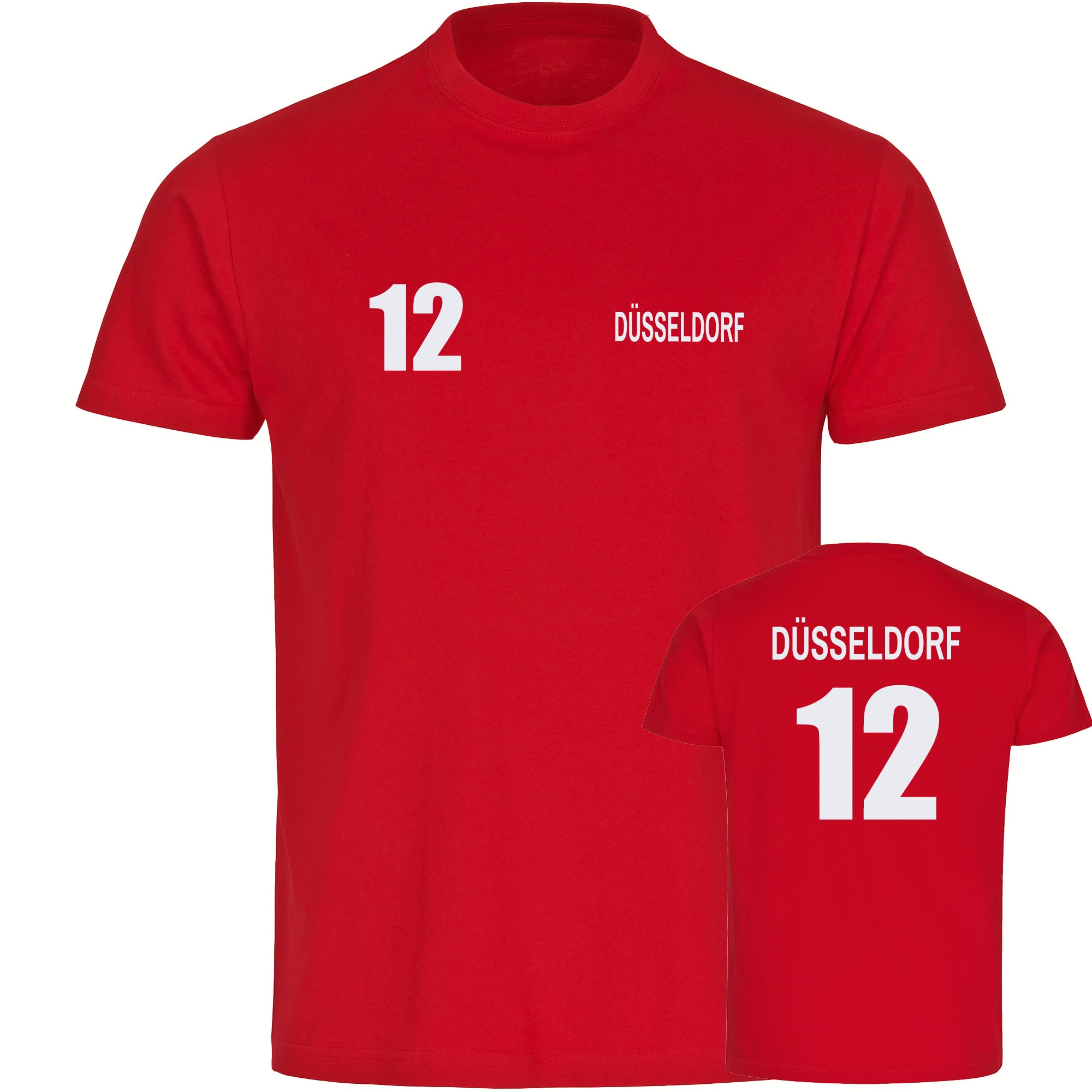 multifanshop Kinder T-Shirt - D&uuml;sseldorf - Trikot Nummer 12 - Druck wei&szlig; - Kind 