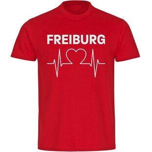 multifanshop Kinder T-Shirt - Freiburg - Herzschlag - Druck weiß - Kind 