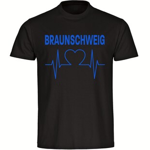 multifanshop Kinder T-Shirt - Braunschweig - Herzschlag - Druck blau - Kind 