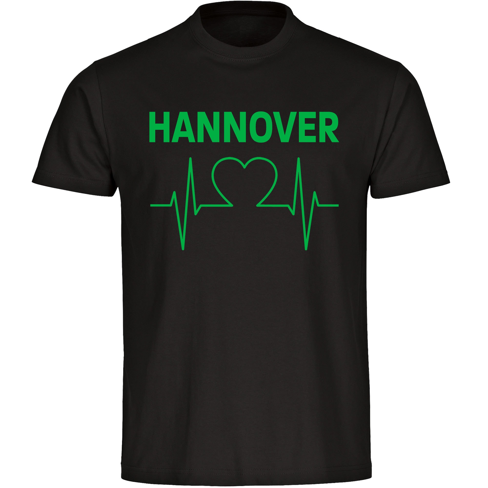 multifanshop Kinder T-Shirt - Hannover - Herzschlag - Druck gr&uuml;n - Kind 