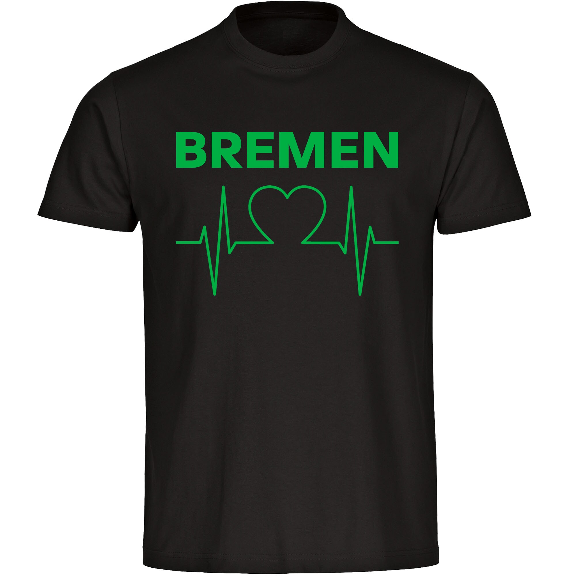 multifanshop Kinder T-Shirt - Bremen - Herzschlag - Druck gr&uuml;n - Kind 