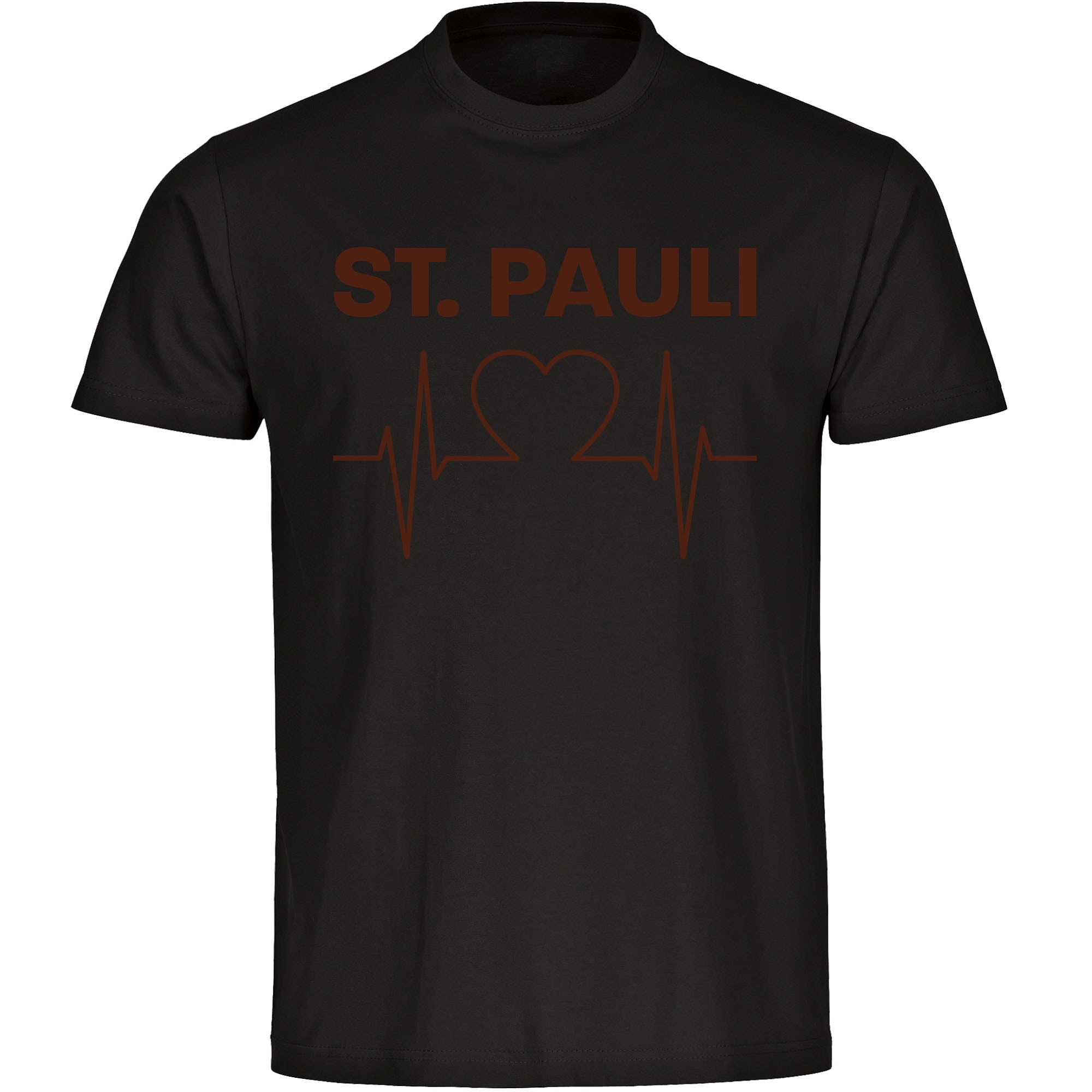 multifanshop Kinder T-Shirt - St. Pauli - Herzschlag - Druck braun - Kind 